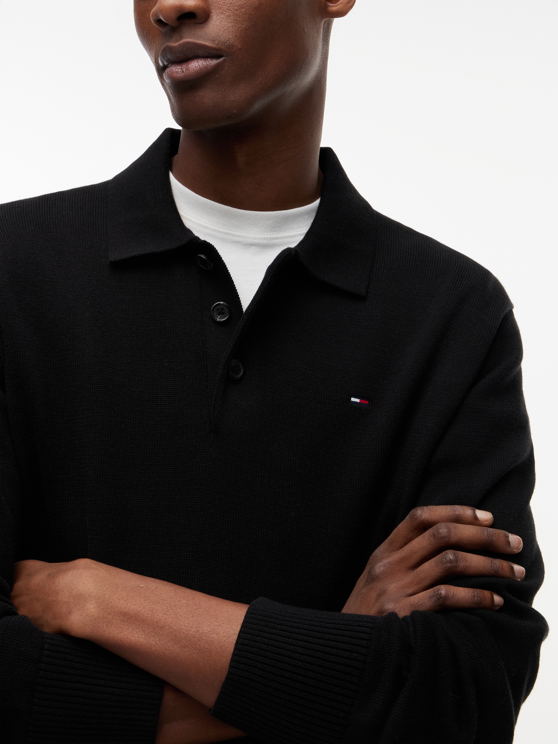 Tommy Jeans Pull à col polo »TJM SLIM ESSENTIAL POLO SWEATER« avec broderie du logo