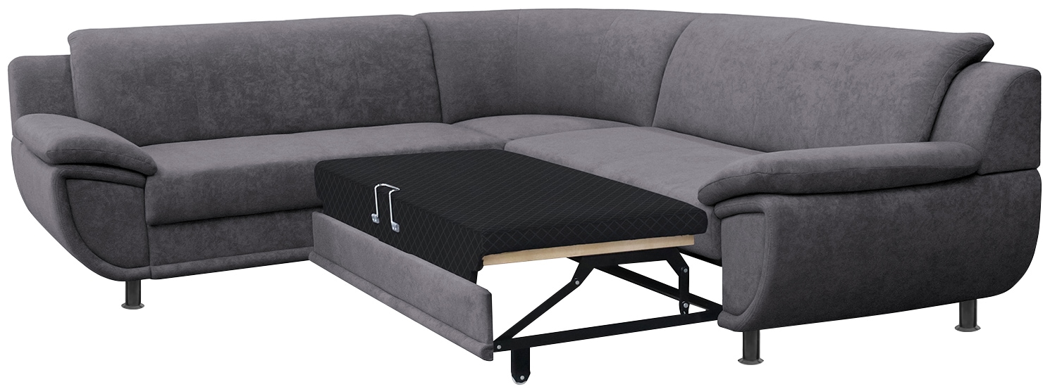 TRENDMANUFAKTUR Canapé d'angle »Rondo wahlweise mit Schlaffunktion, 267x247 cm (BxT), breite Armlehnen« forme en L, option ressort disponible, pieds noirs