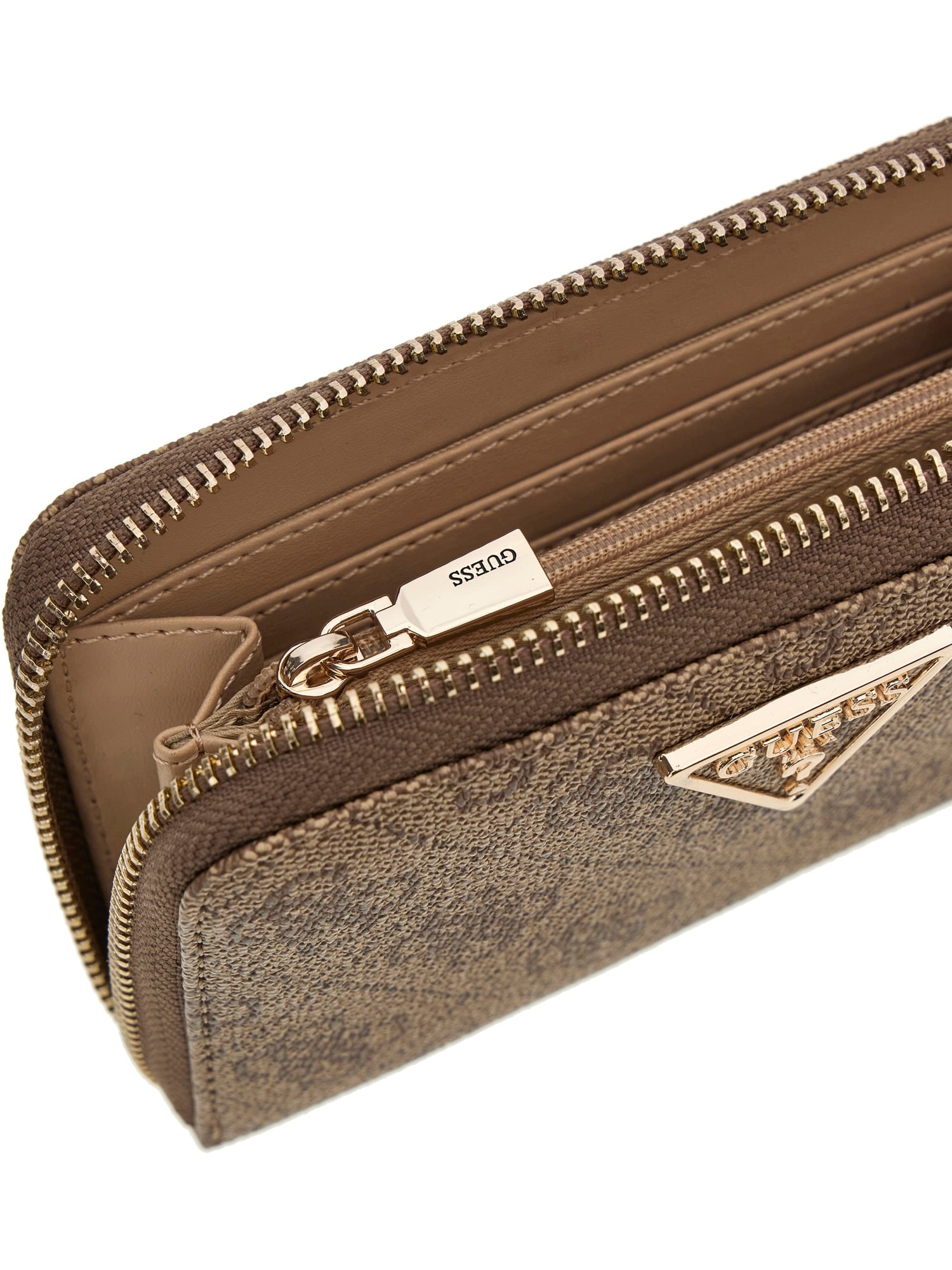 Guess Porte-monnaie »LAUREL II SLG MED ZIP AROUND« Portefeuille pour femme, porte-monnaie, poche monétaire avec logo triangulaire