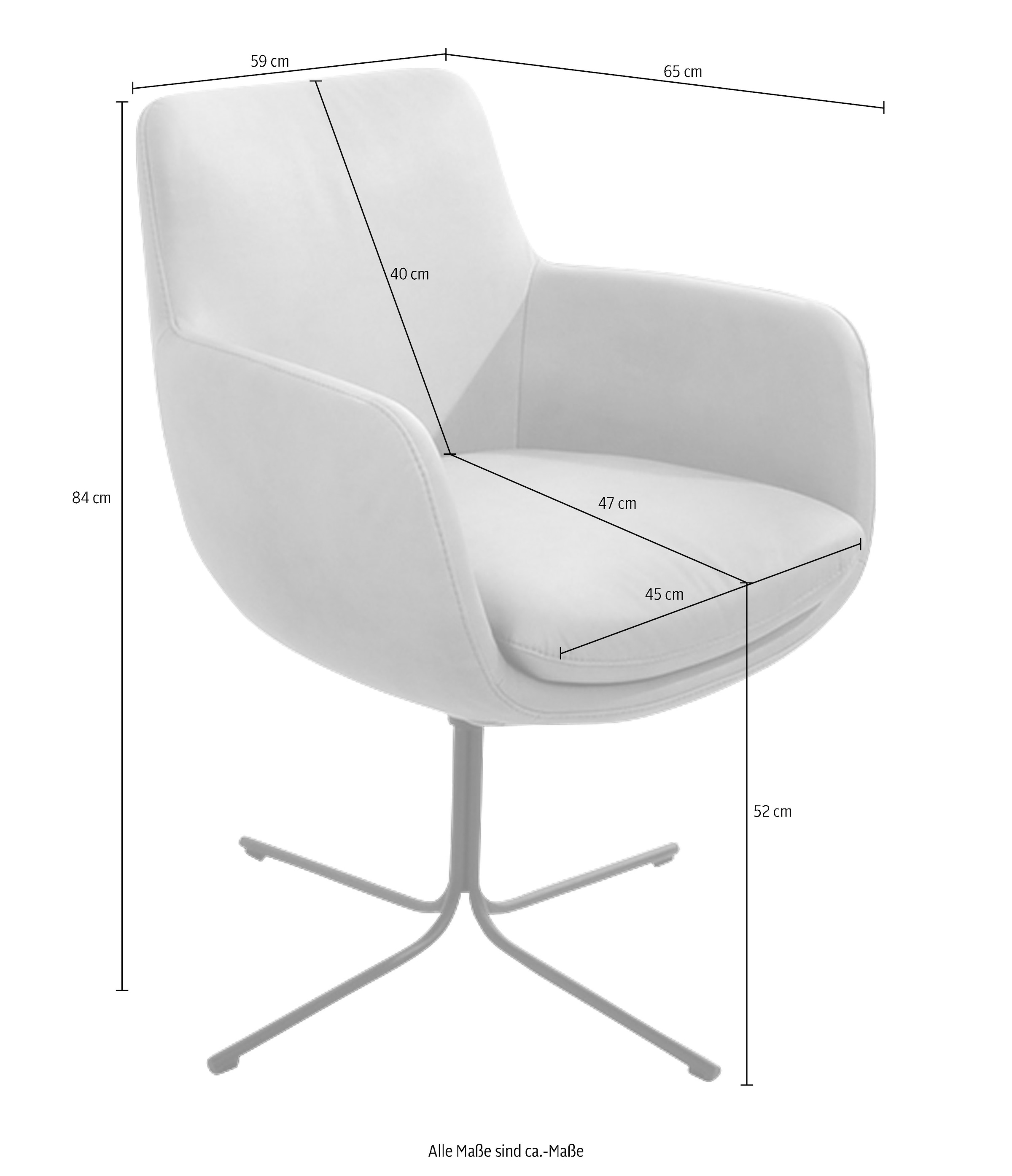 K+W Komfort & Wohnen Chaise de salle à manger »Pego Drehstuhl« () piètement fin à 4 pieds en noir
