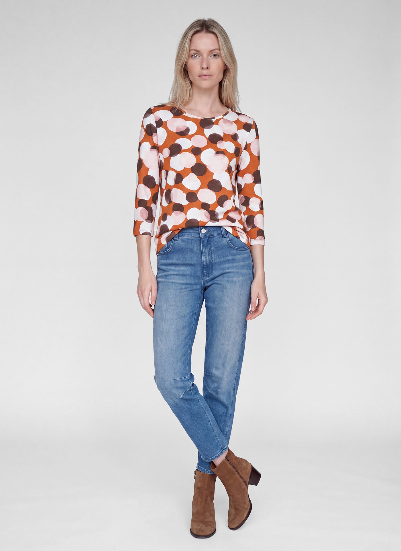 Rabe T-shirt à manches 3/4 mit Allover-Muster
