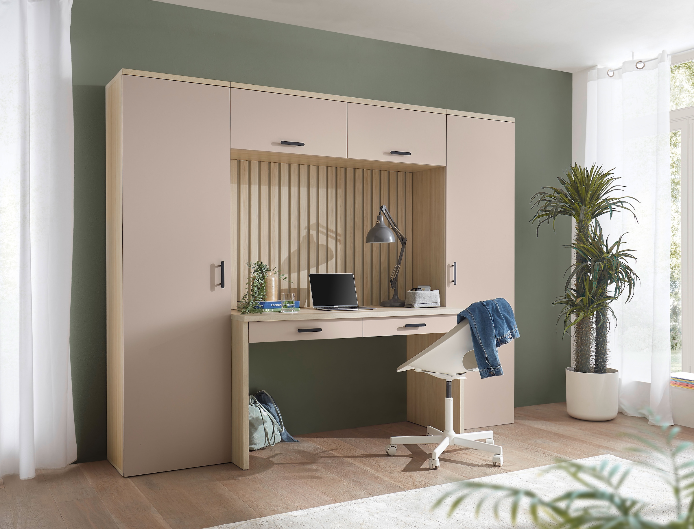 BEGA OFFICE Ensemble de meubles de bureau »Aragon Bürokombination B/H/T 250x200x60 cm« ensemble de bureau 4 pièces, revêtement mélaminé, poignées en métal