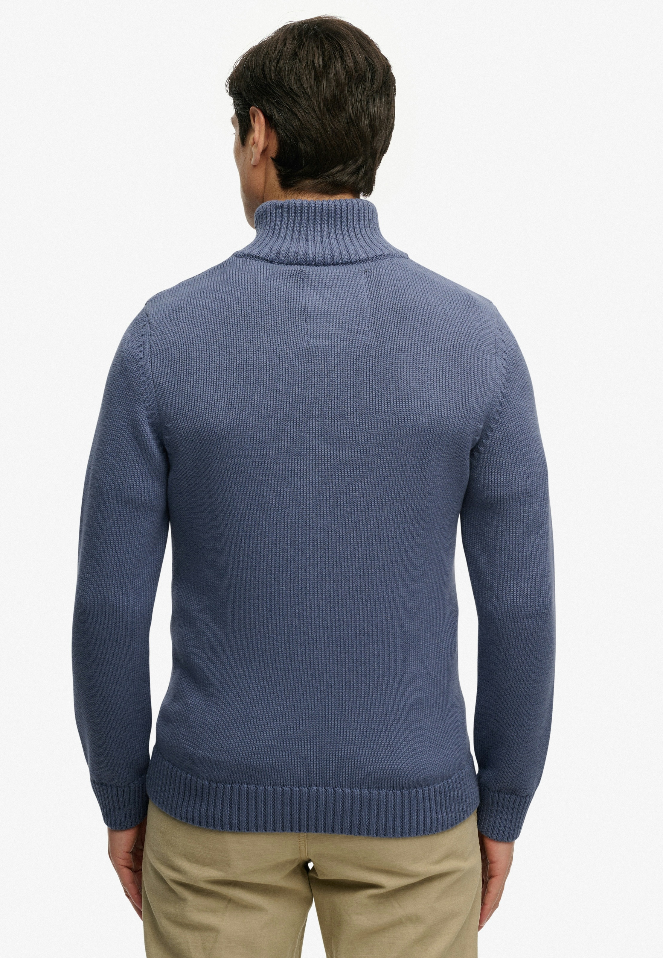 Superdry Pull en tricot »COTTON KNIT HENLEY« en coton, coupe slim, col montant, longueur hanches, facile d'entretien