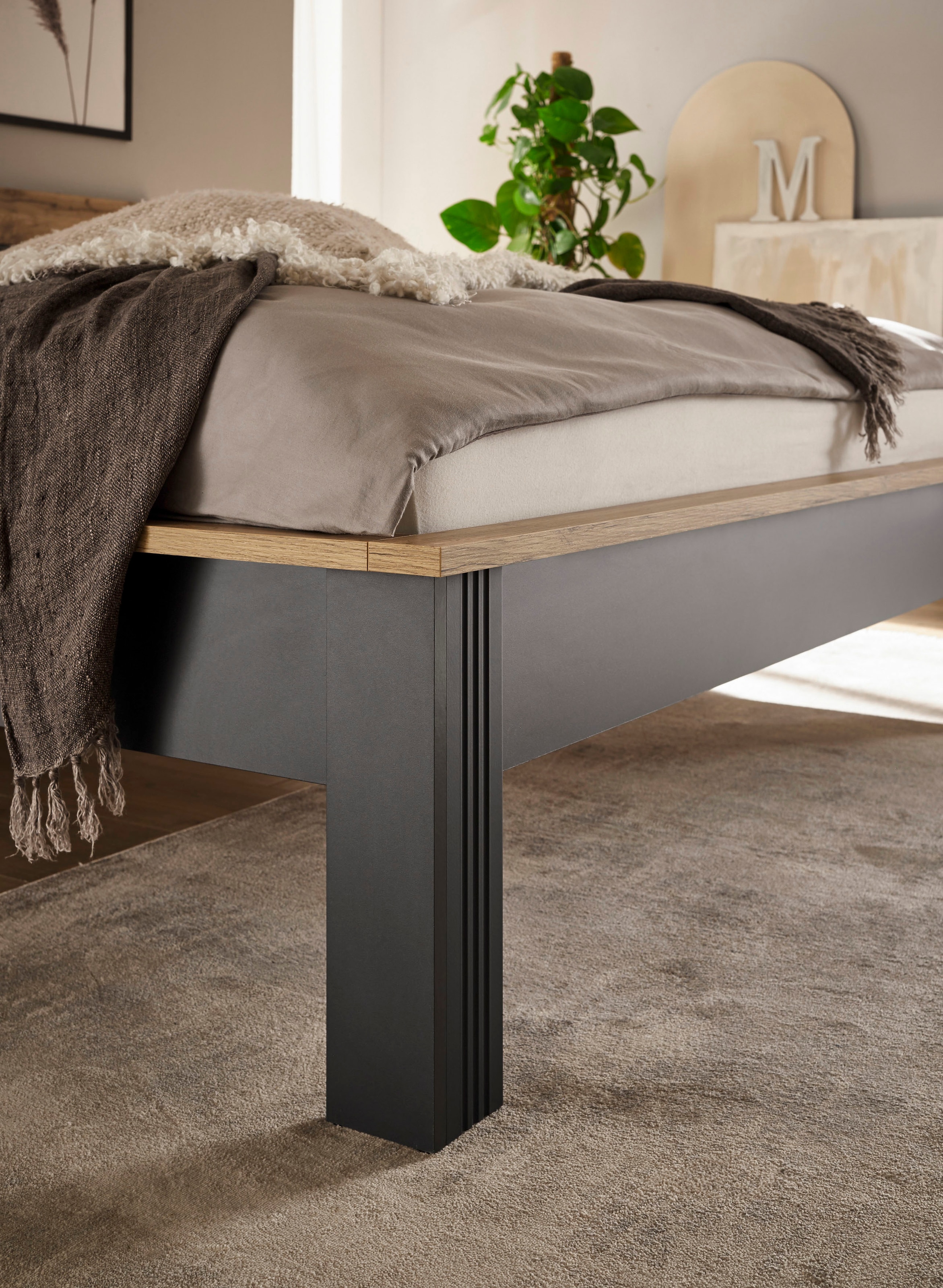 GOODproduct Ensemble de chambre à coucher »Westminster« Bett Liegefläche 180/200cm und 2 Nachtkommoden