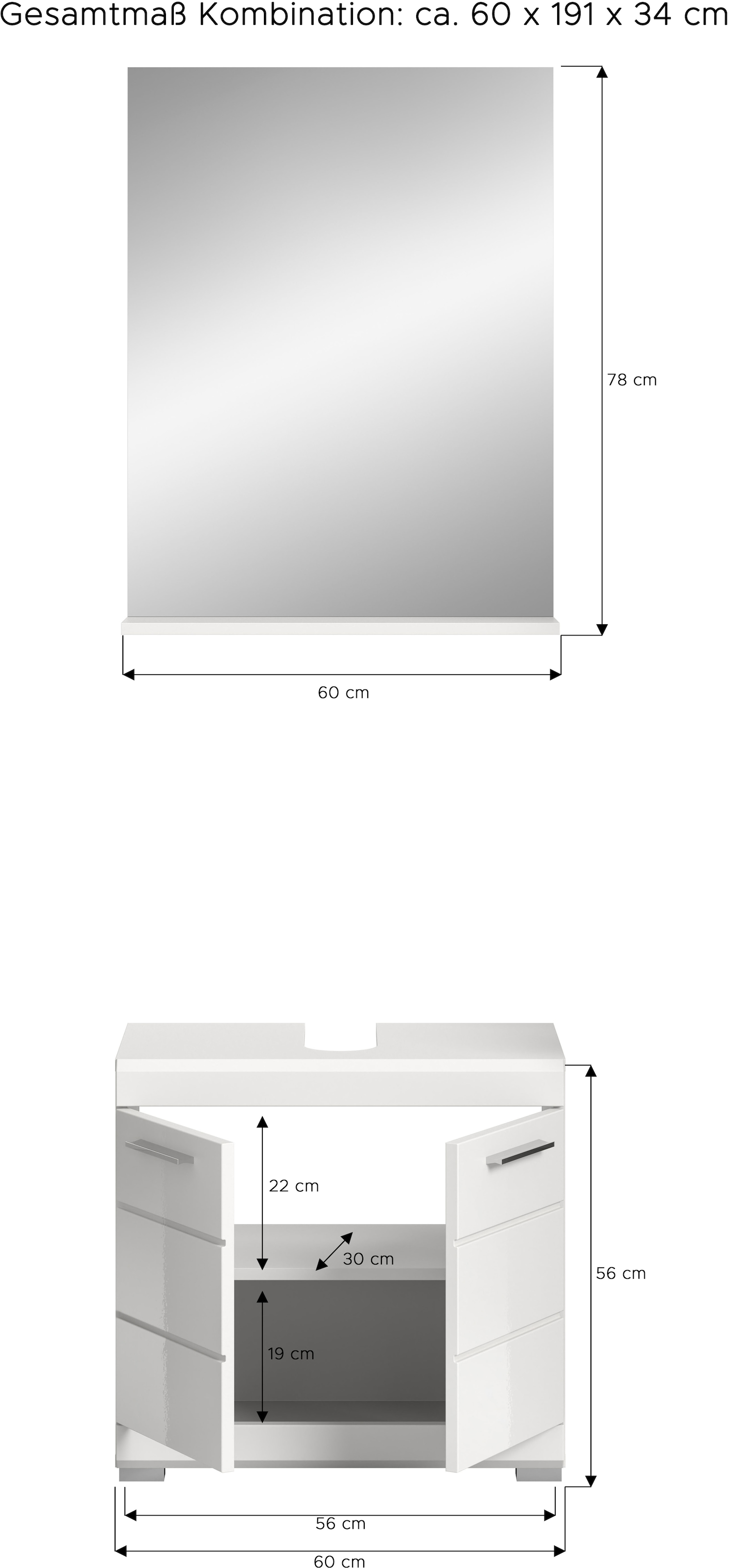 INOSIGN Badmöbel-Set »Siena, 2 teilig, bestehend aus: Waschbeckenunterschrank, Spiegel« Set, TOPSELLER!, 2 Stk. tlg.