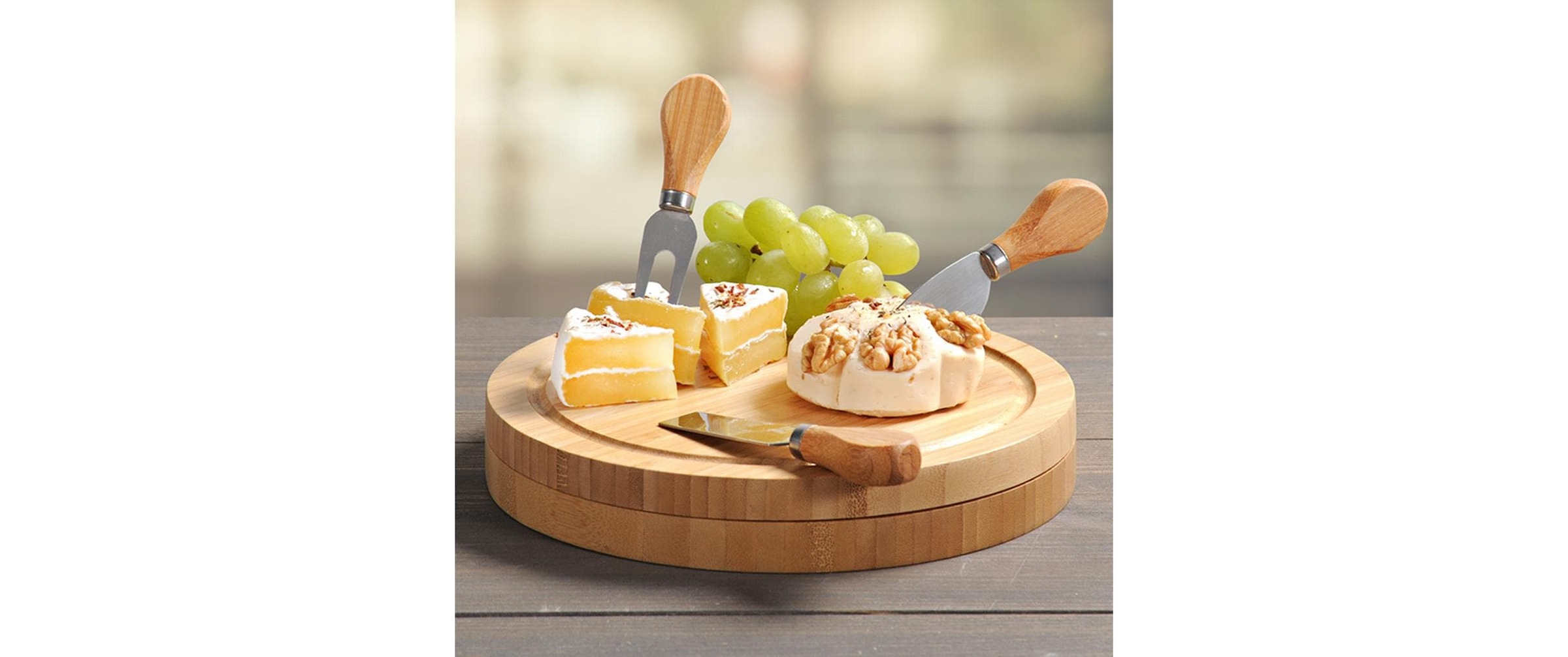 KESPER® Plateau à fromage »Käseschneidebrett Bambus rund mit Messerset«