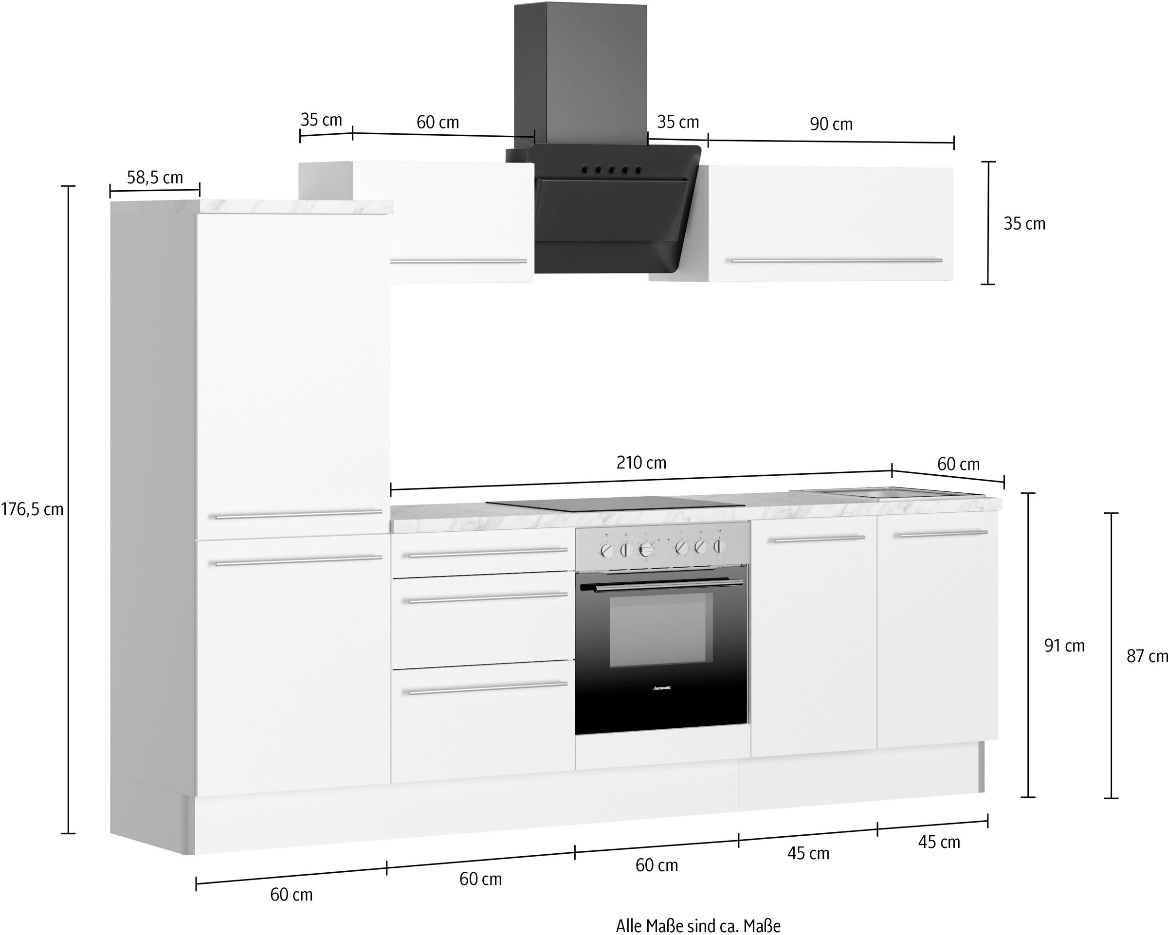 KOCHSTATION Cuisine »KS-Bern2« largeur 270 cm, avec appareils électriques en option, réversible