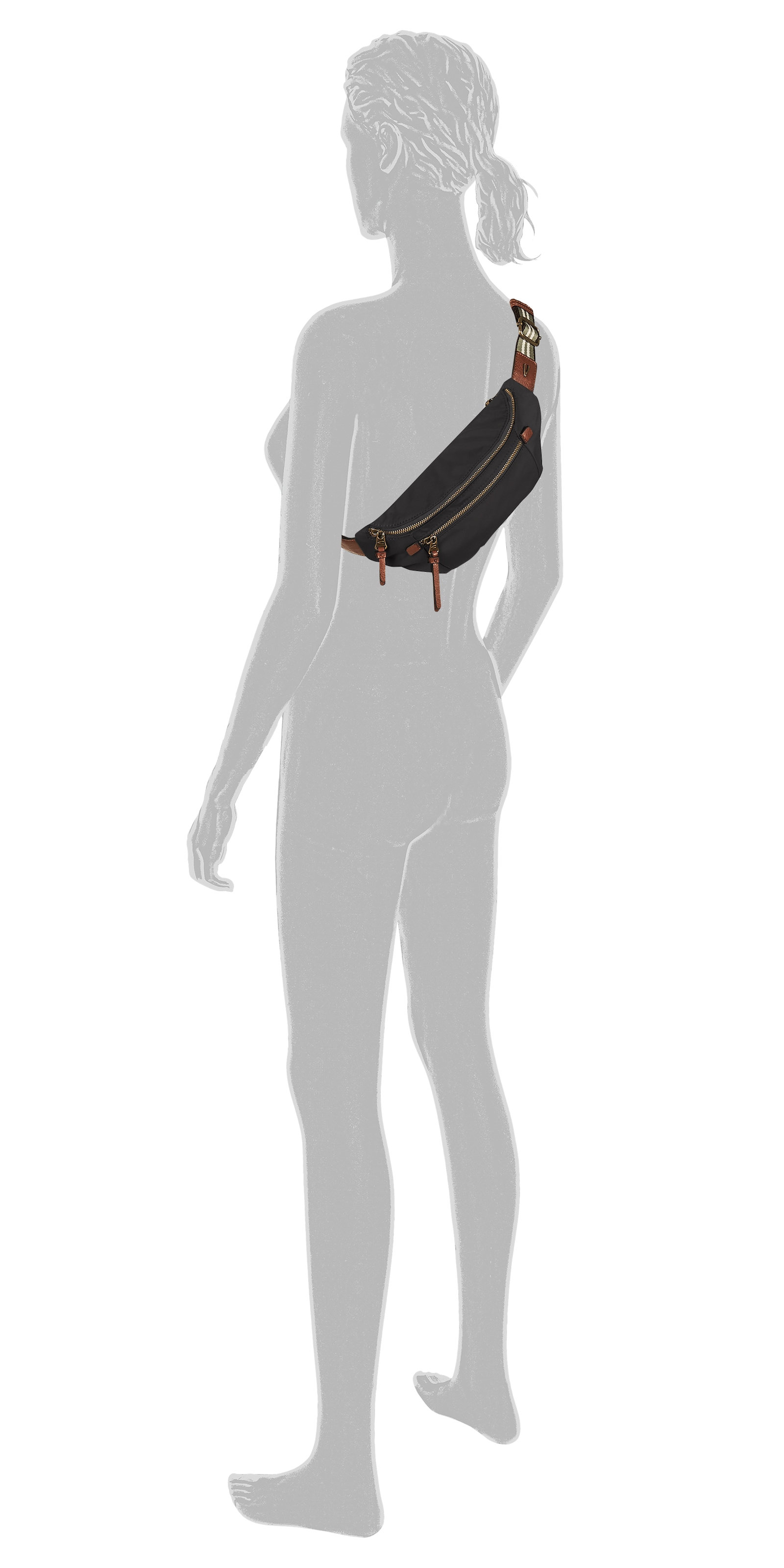 camel active Sac ventral »Bari« en nylon mat de haute qualité avec sangle tissée rayée