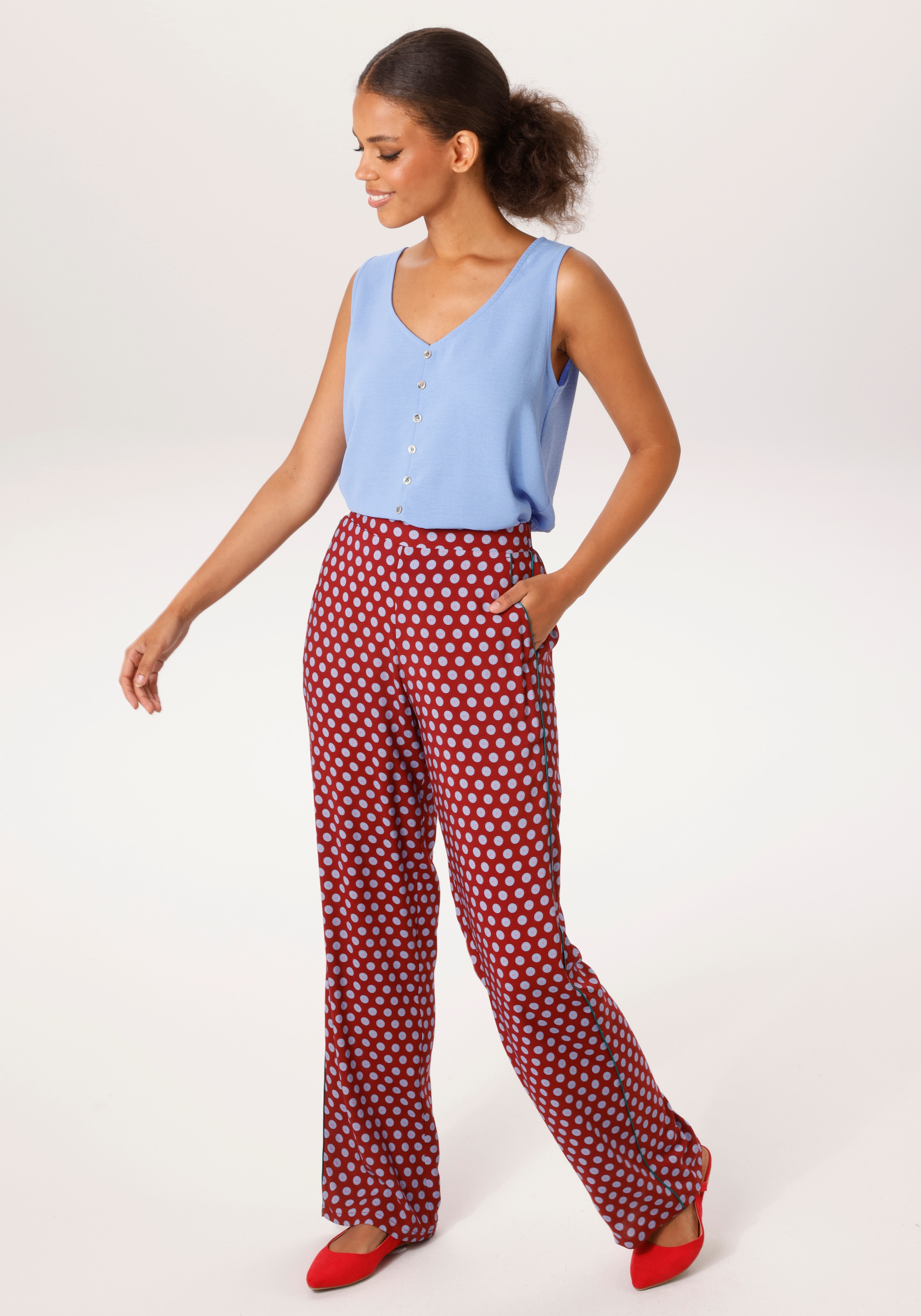Aniston CASUAL Pantalon à enfiler  allover mit gemusterten Punkten bedruckt