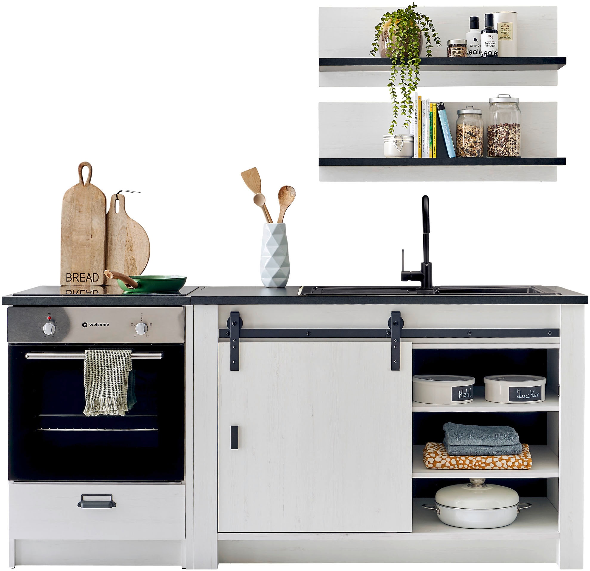 Home affaire Kitchenette »Sherwood« Breite 196 cm, mit Herdumbauschrank, ohne E-Geräte