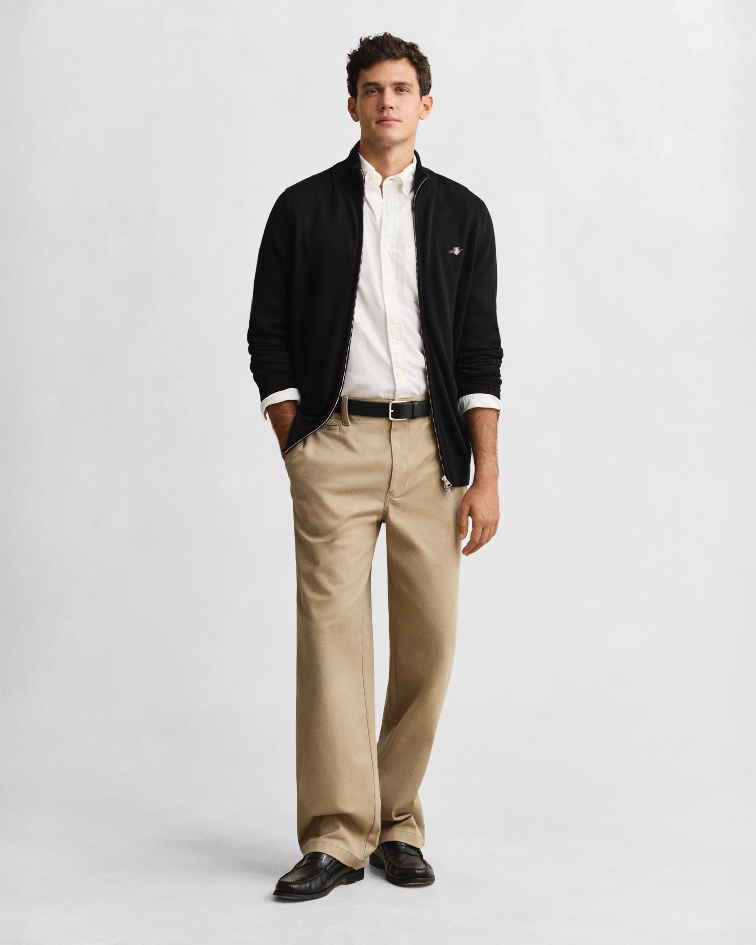 Gant Cardigan »CASUAL COTTON ZIP CARDIGAN« avec bord-côte au col montant, aux manches et à l'ourlet