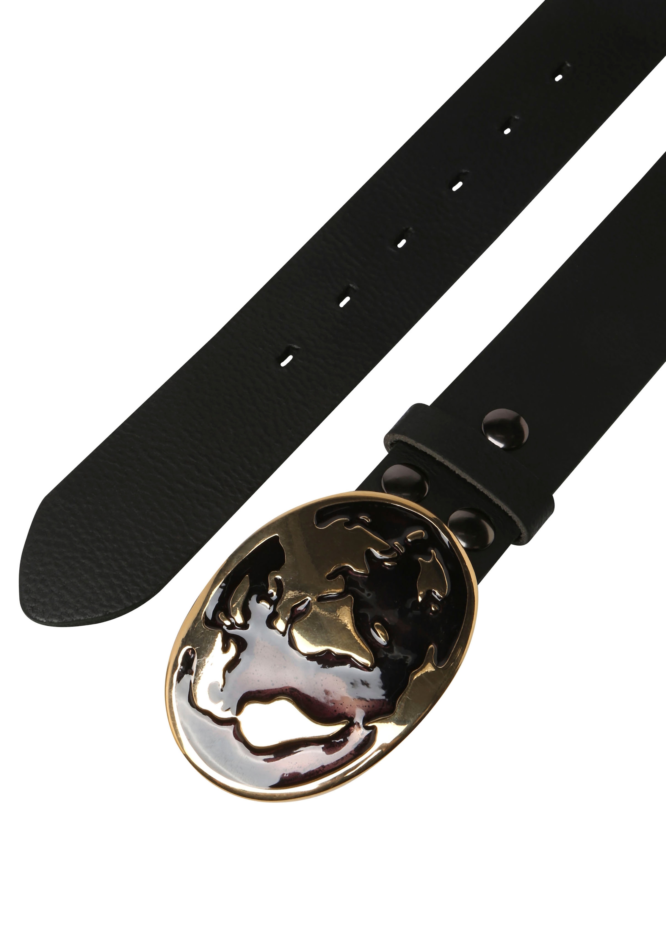 Rettungsring Gürtel Ledergürtel mit austauschbarer Schliesse »Welt Schwarz Gold«