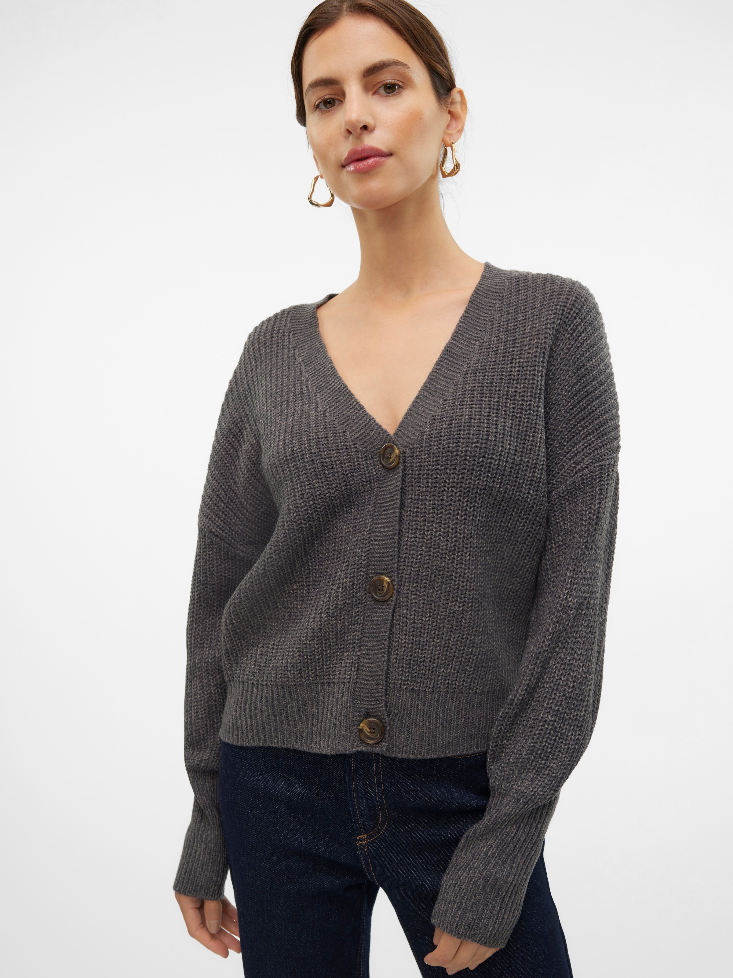Vero Moda Veste en tricot »VMLEA LS V-NECK CUFF CARDIGAN NOOS« fibre synthétique, coupe régulière