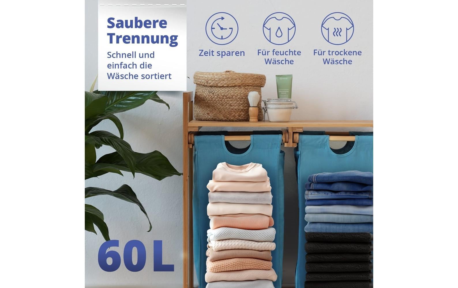 Lumaland Panier à linge »Bambus 60 l«