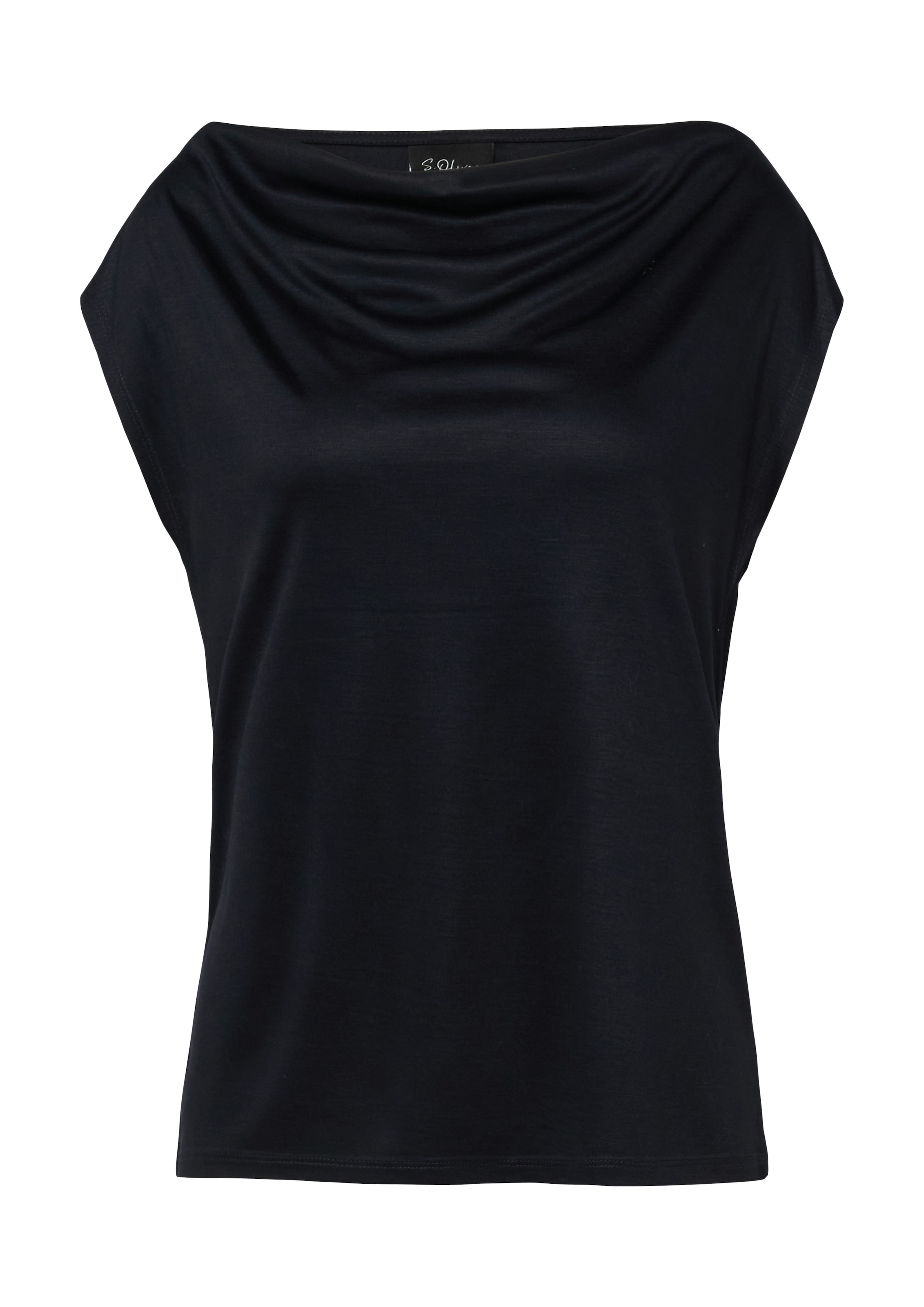 s.Oliver BLACK LABEL T-shirt cascade mit Wasserfall-Kragen und aus reiner Viskose