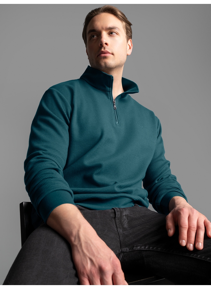 Trigema Sweat-shirt »TRIGEMA Troyer in Waffeloptik«
