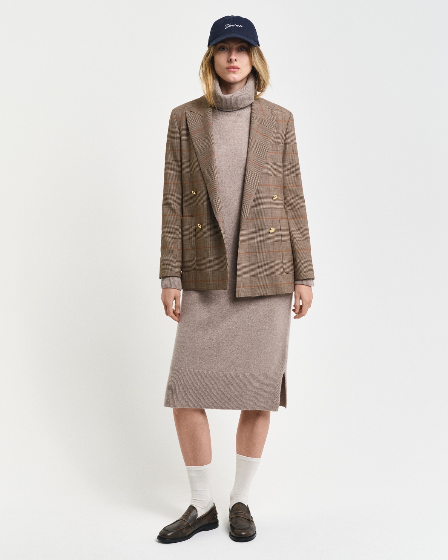 Gant Midikleid »HERRINGBONE DETAIL ROLLNECK DRESS« mit Rollkragen