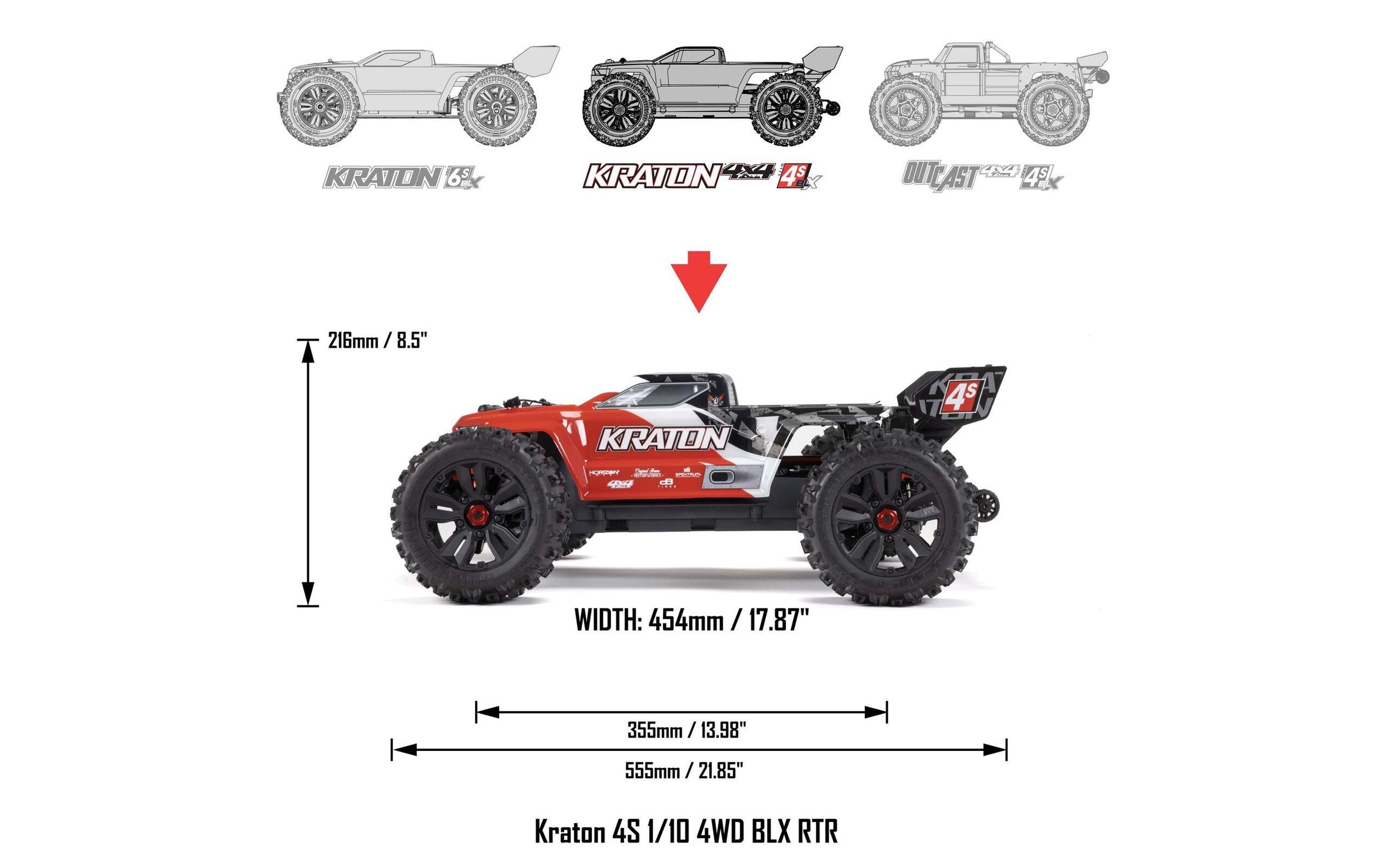   Voiture RC »Arrma Kraton 4x4 4S V2 BLX«