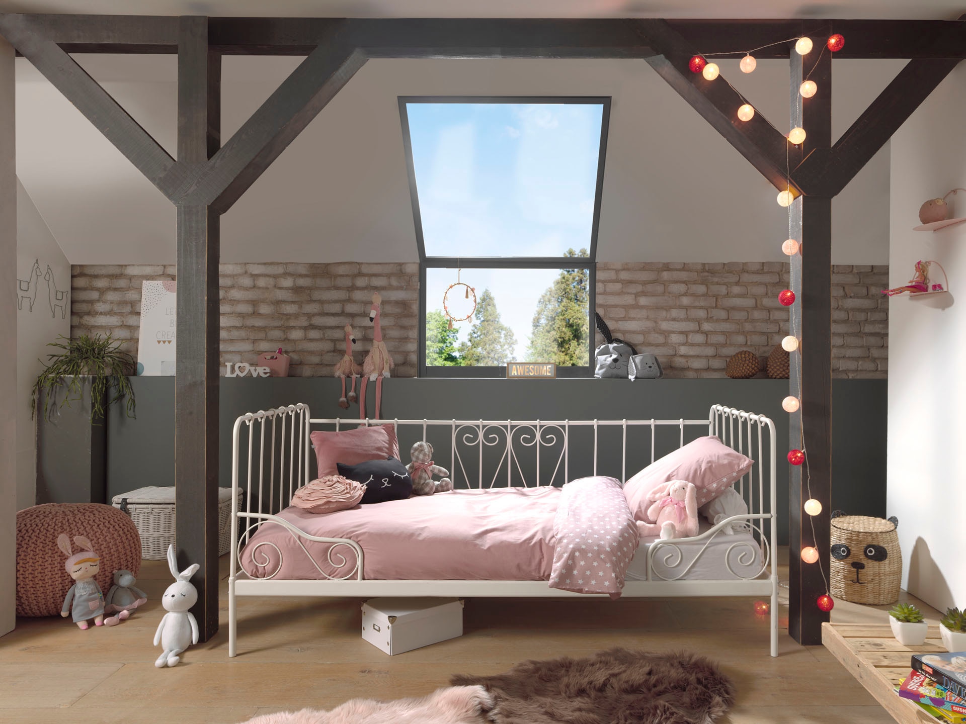 Vipack Jugendbett »Alice, Bettgestell Metall, pulverbeschichtet, in nostalgischem Design« B/H/T ca. 205x89,5x94,5cm, zwei Farben zur Auswahl,  Metallbett inkl. Lattenrost, stabil und standfest
