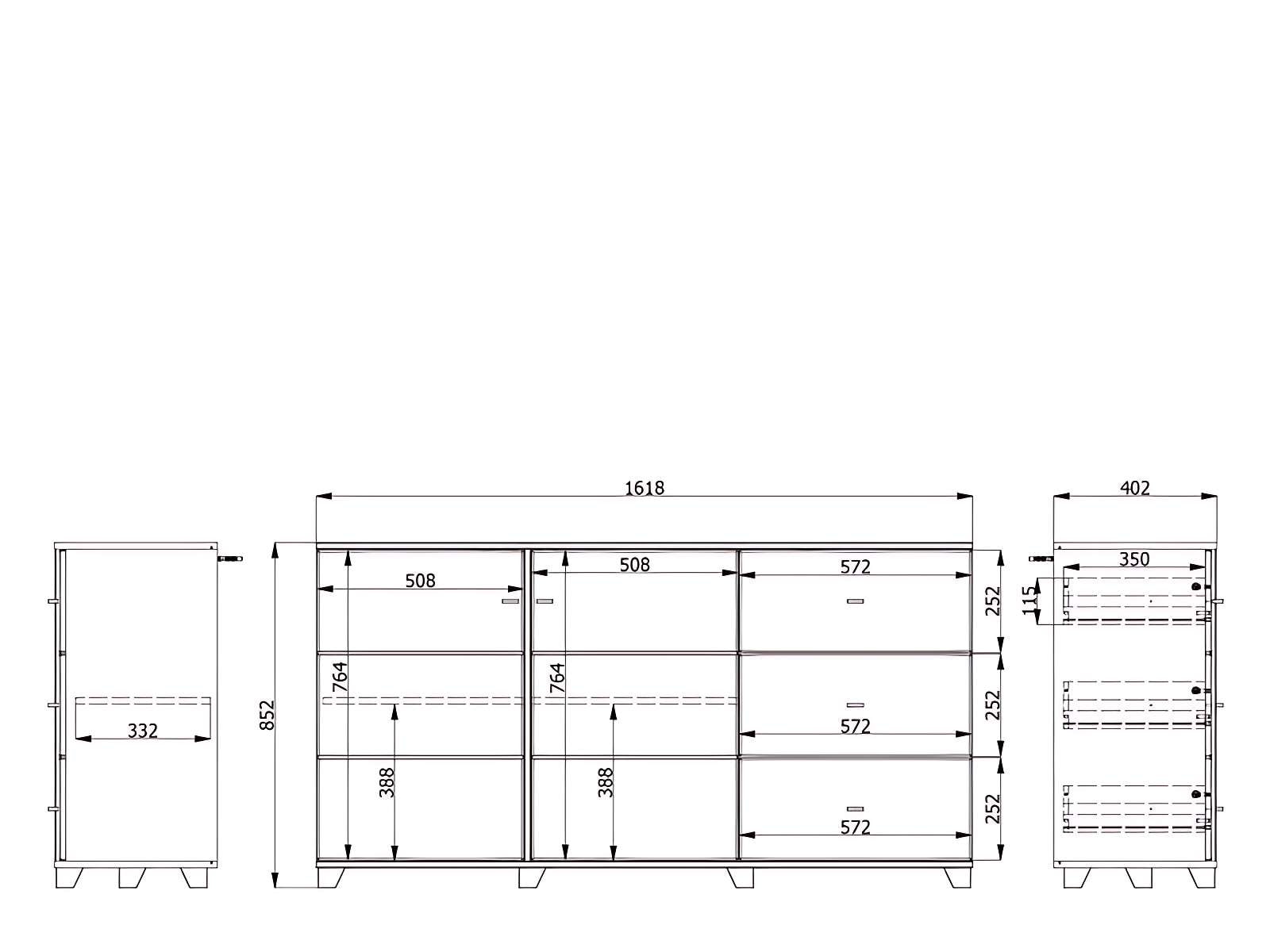 INOSIGN Commode »Burgundy Sideboard, Schubladenschrank, mit viel Stauraum« Hochglanzfronten und eine Innenausstattung in Flagstaff Eiche