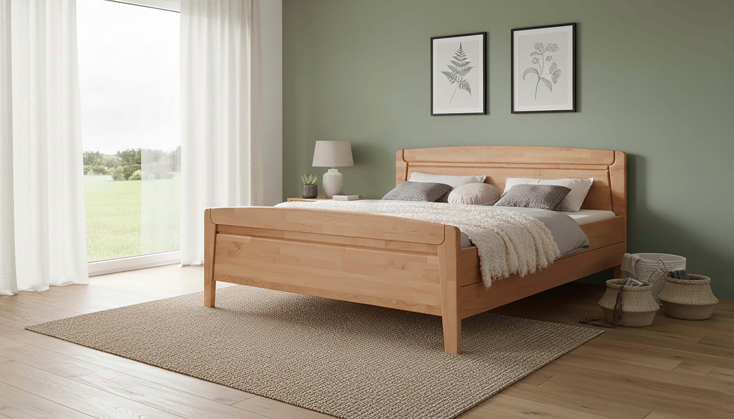 WIEMANN Lit fonctionnel »Lausanne, Bettgestell, Bettrahmen, teilmassiv Erle« 4-fache Liegehöhenverstellung, MADE IN GERMANY,  Kopf- und Fussteil aus Massivholz, zwei Grössen, Bettseitenhöhe 43 cm