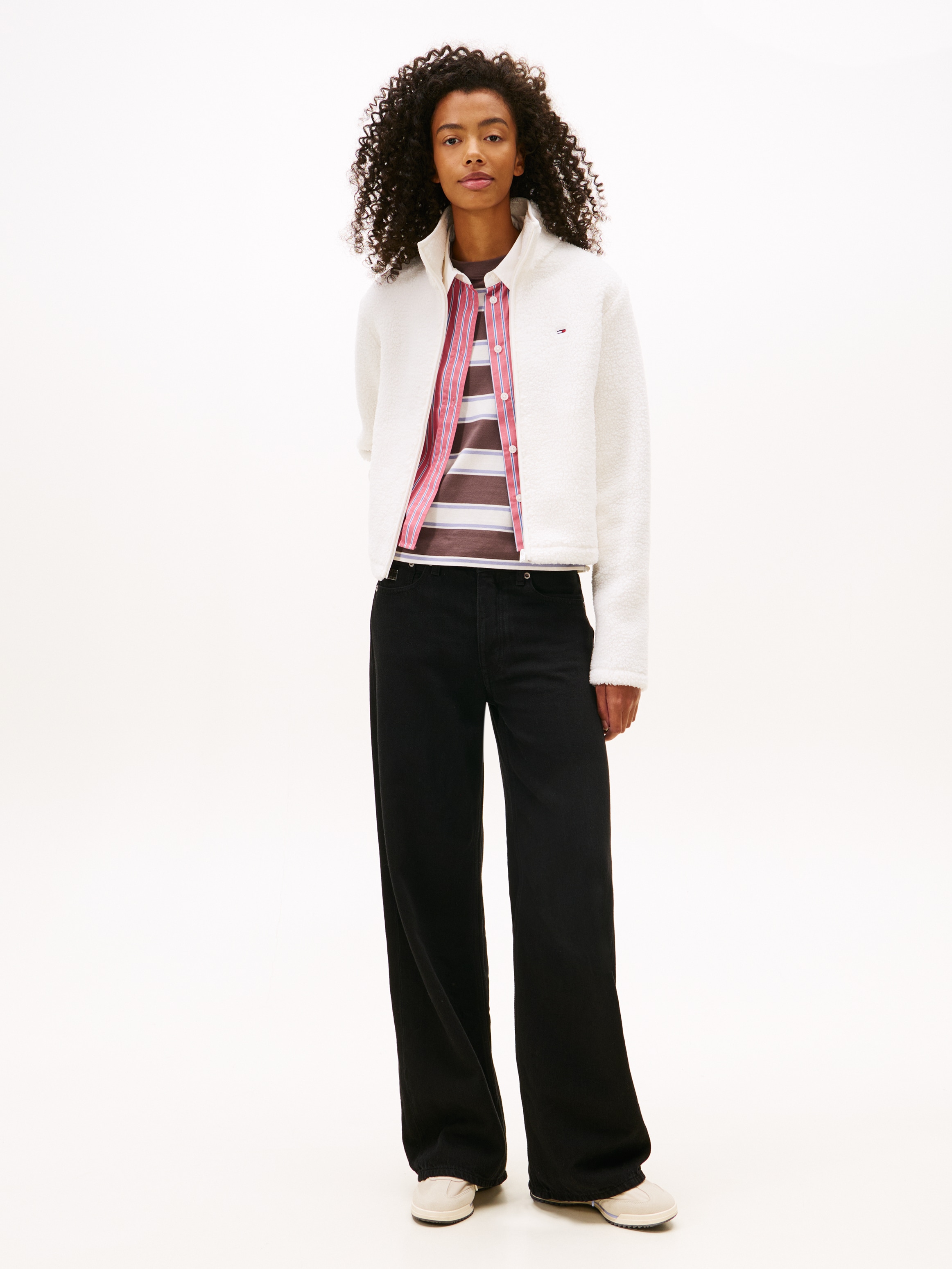 Tommy Jeans Veste sweat »TJW REG SH S-FLAG TEDDY ZIP THRU« Kunstfaser, regular fit