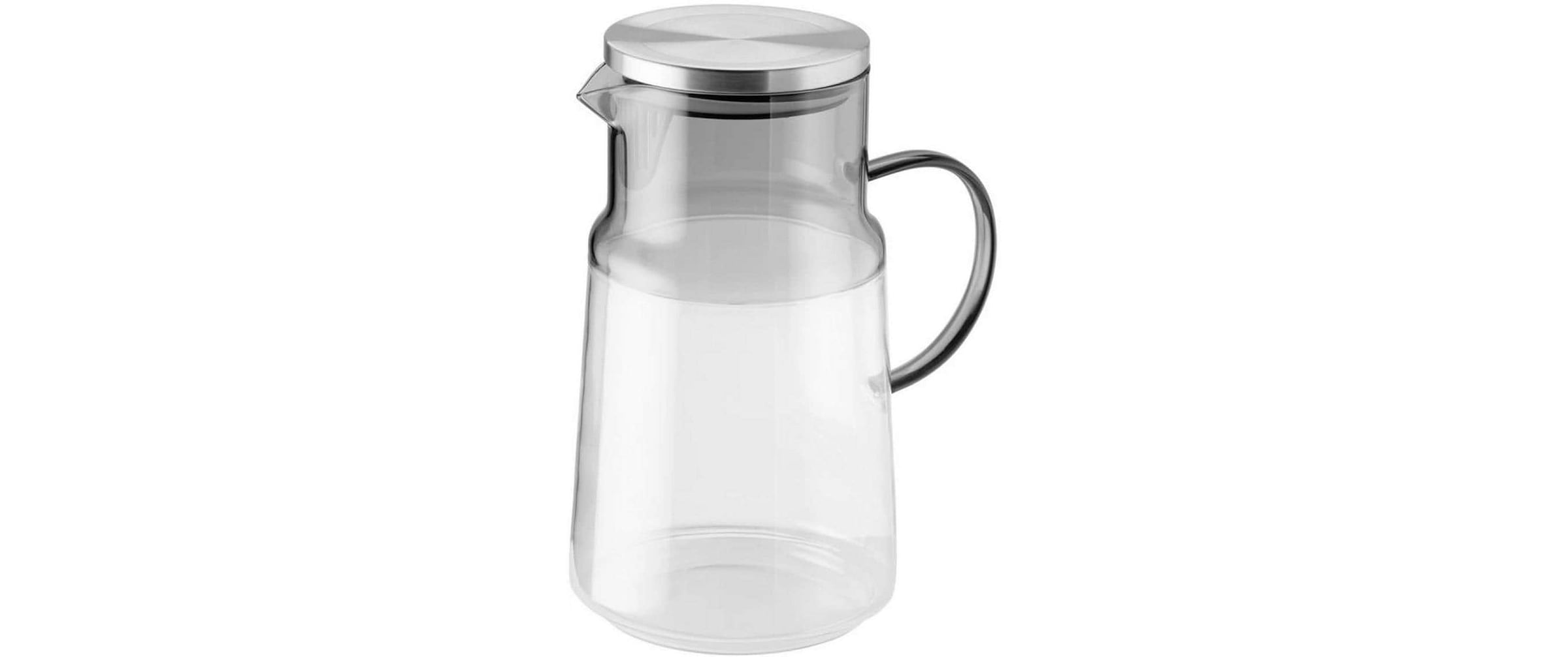 APS Carafe d'eau »Ø 13 cm, H: 23 cm, 2 Liter , Glas, Polypropylen, Silikon« Couvercle en acier inoxydable 18/8