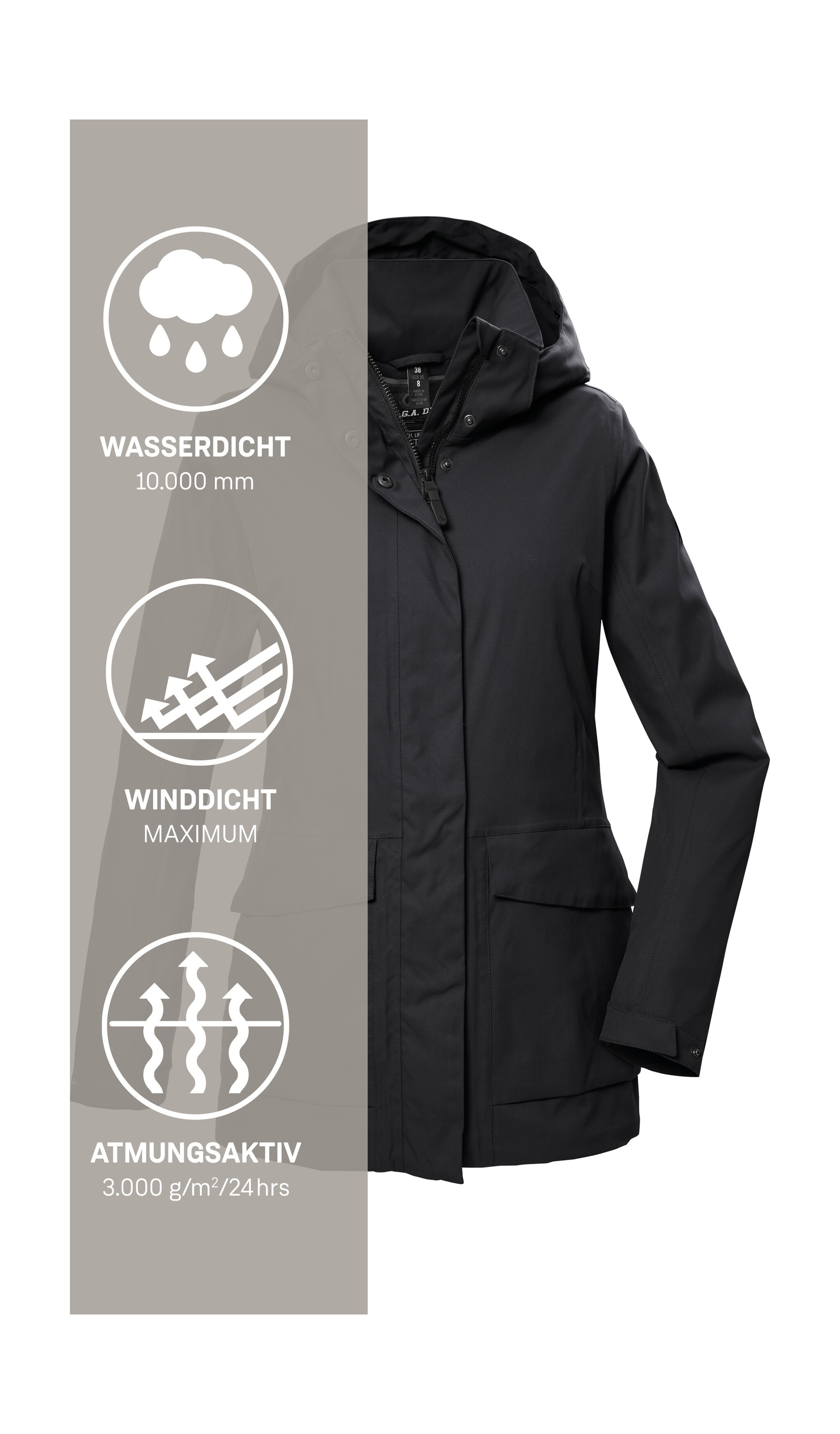 G.I.G.A. DX by killtec Funktionsjacke »GS 54 WMN JCKT« Wasserdicht, atmungsaktiv, recycelte Materialien, abnehmbare Kapuze