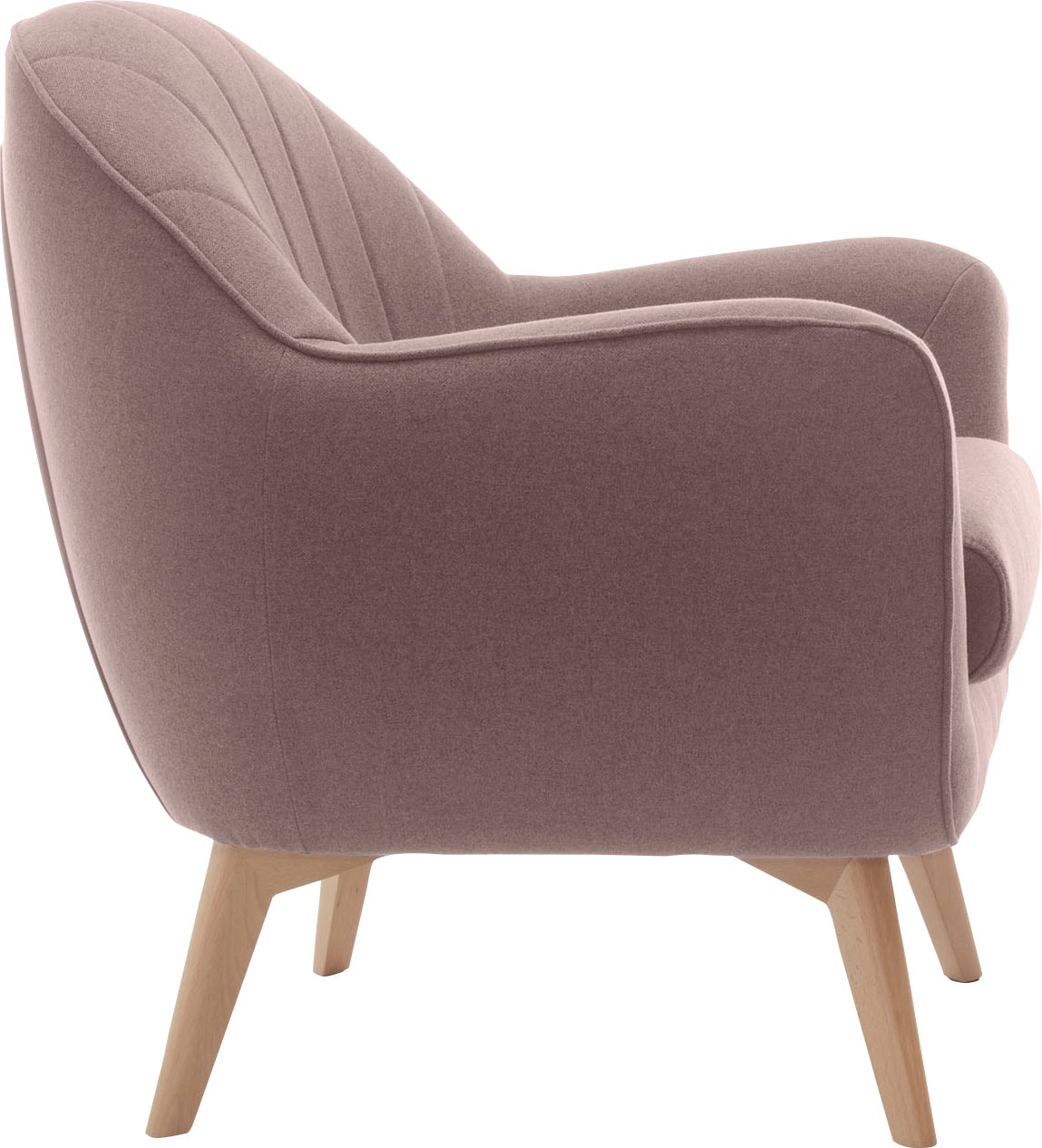 TRENDMANUFAKTUR Fauteuil »Fuelta, Loungesessel, organische Formensprache, bequem, Solitärsessel« avec couture apparente et beaux pieds en bois
