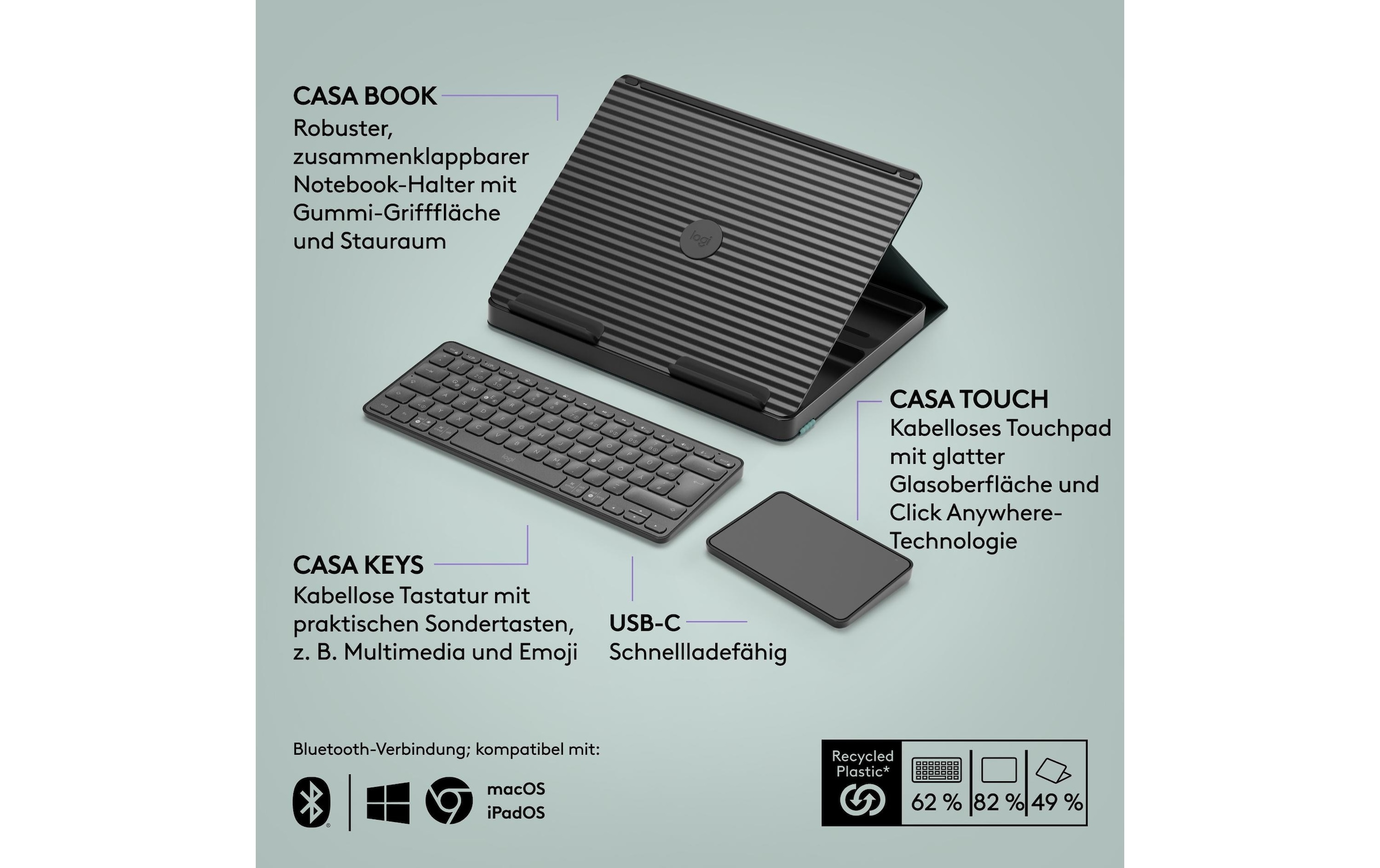 Logitech Clavier de tablette »Cover Casa Pop-Up Desk« ()