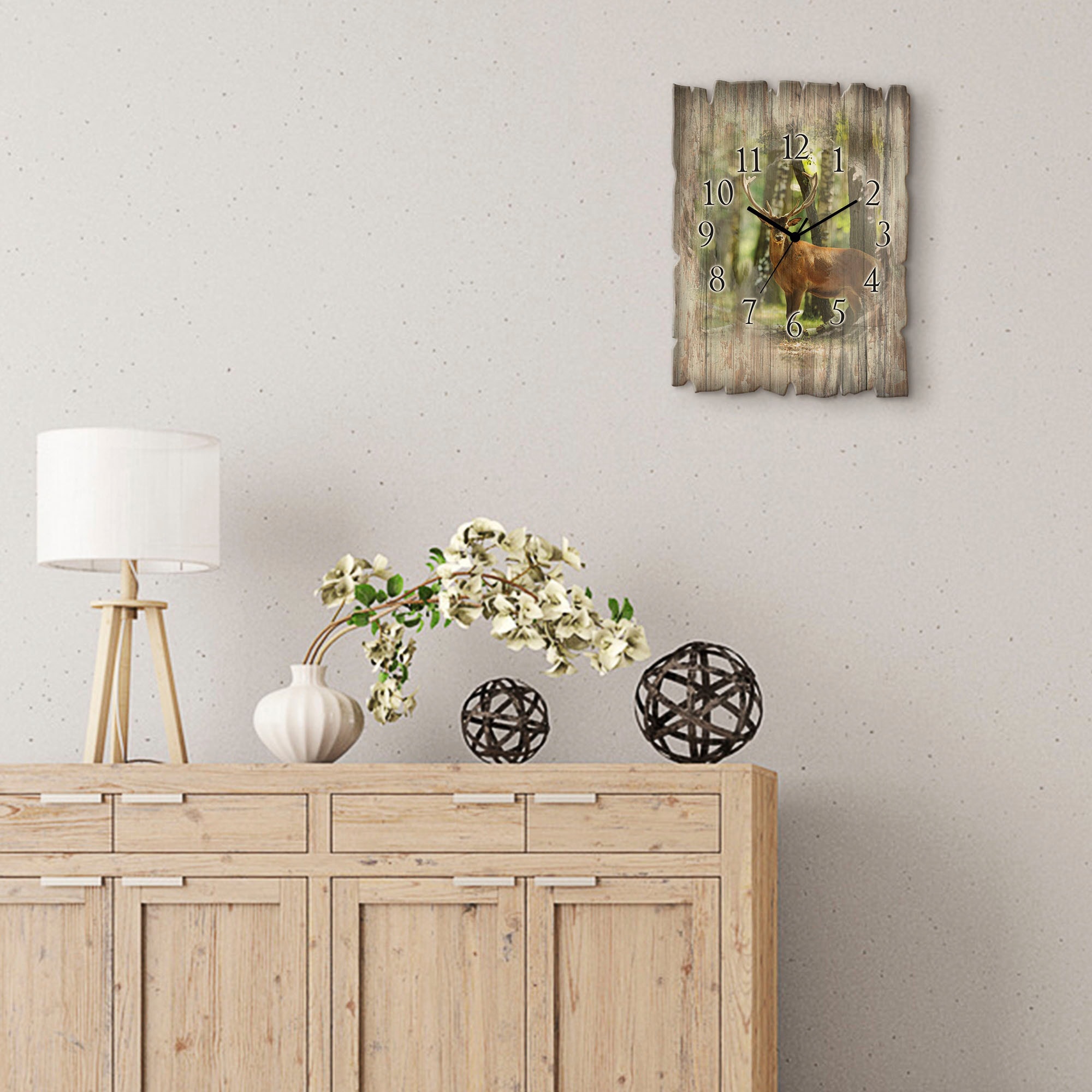 Artland Wanduhr »Hirsch 4 - Wald« wahlweise mit  Quarz- oder Funkuhrwerk, lautlos ohne Tickgeräusche