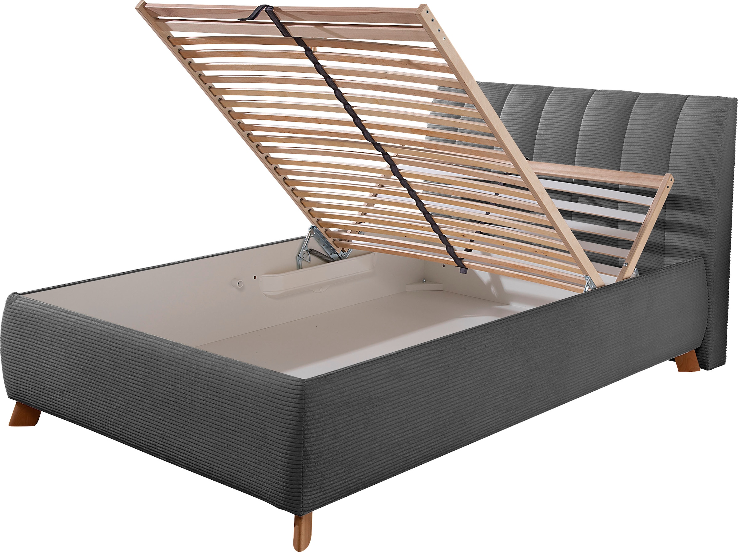 Maintal Lit rembourré »Hügeldorf« inklusive Bettkasten, in H2, H3 & H4 erhältlich, aus Cord-Bezug