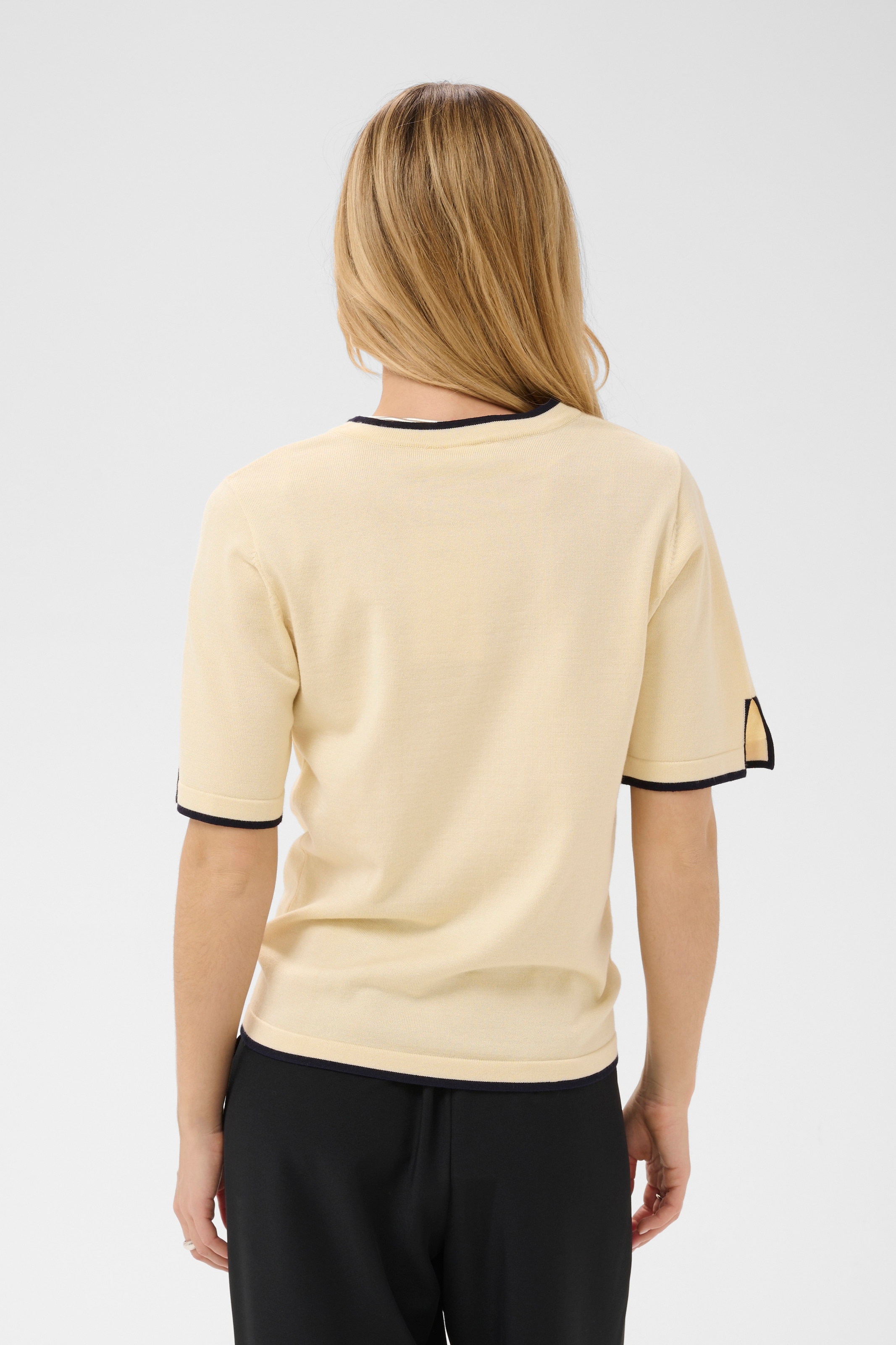 Saint Tropez Pull en tricot »MilaSZ Contrast Stripe SS Pullover« Mélange de viscose, coupe régulière