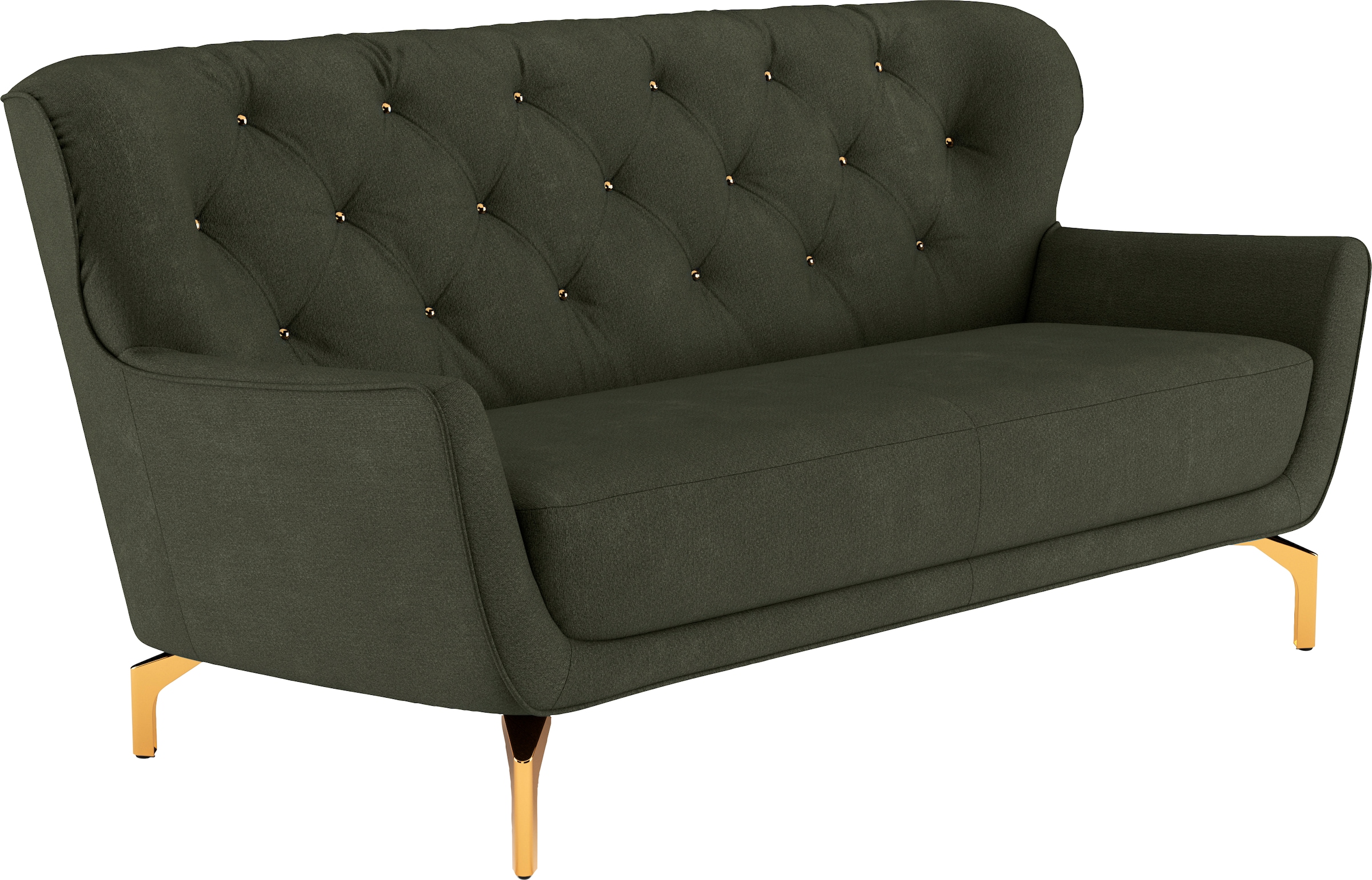 sit&more 3-Sitzer »Orient 3« inkl. 2 Zierkissen mit Strass-Stein, goldfarbene Metallfüsse