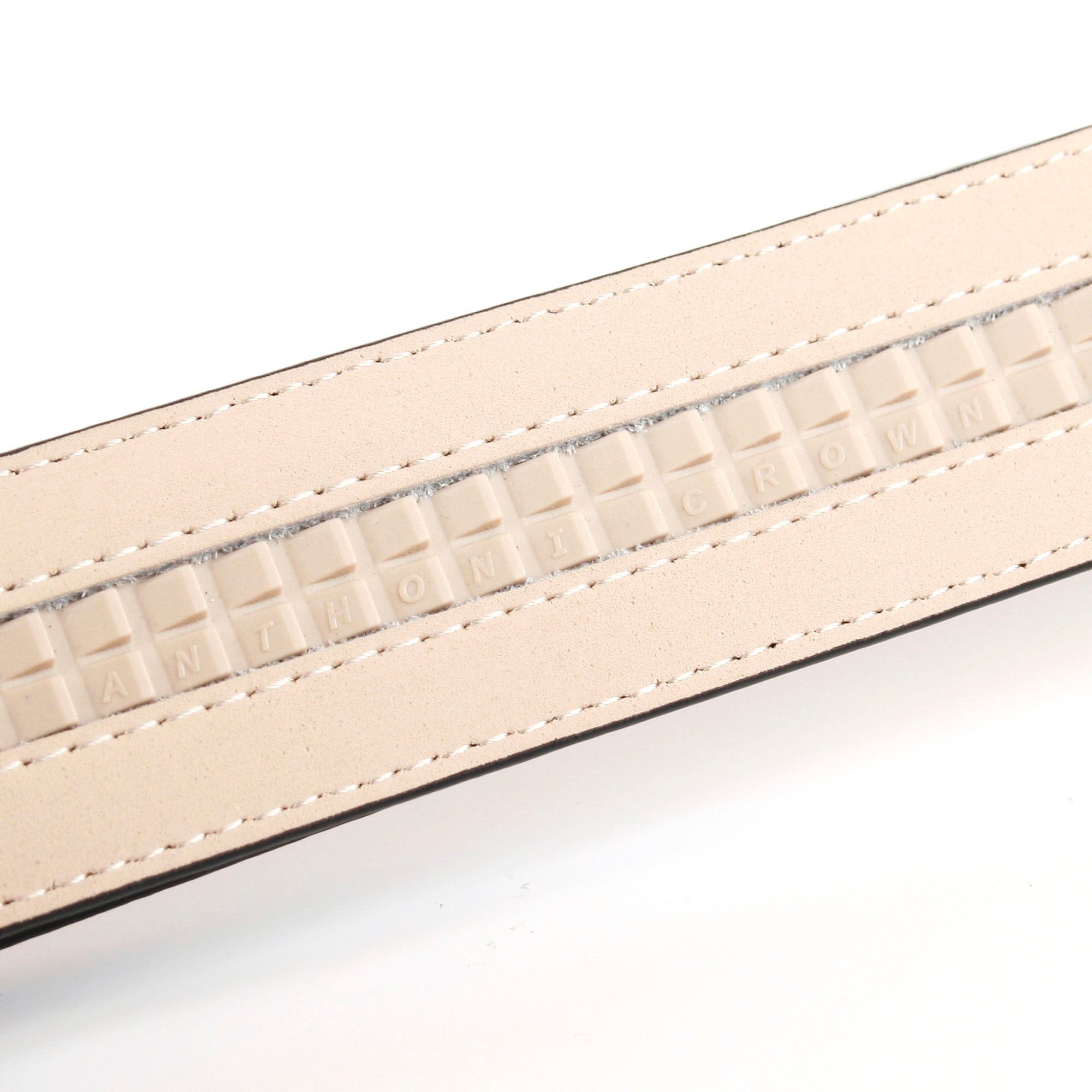 Anthoni Crown Ceinture en cuir Handgenähter Gürtel mit farbiger Karbon-Schliesse