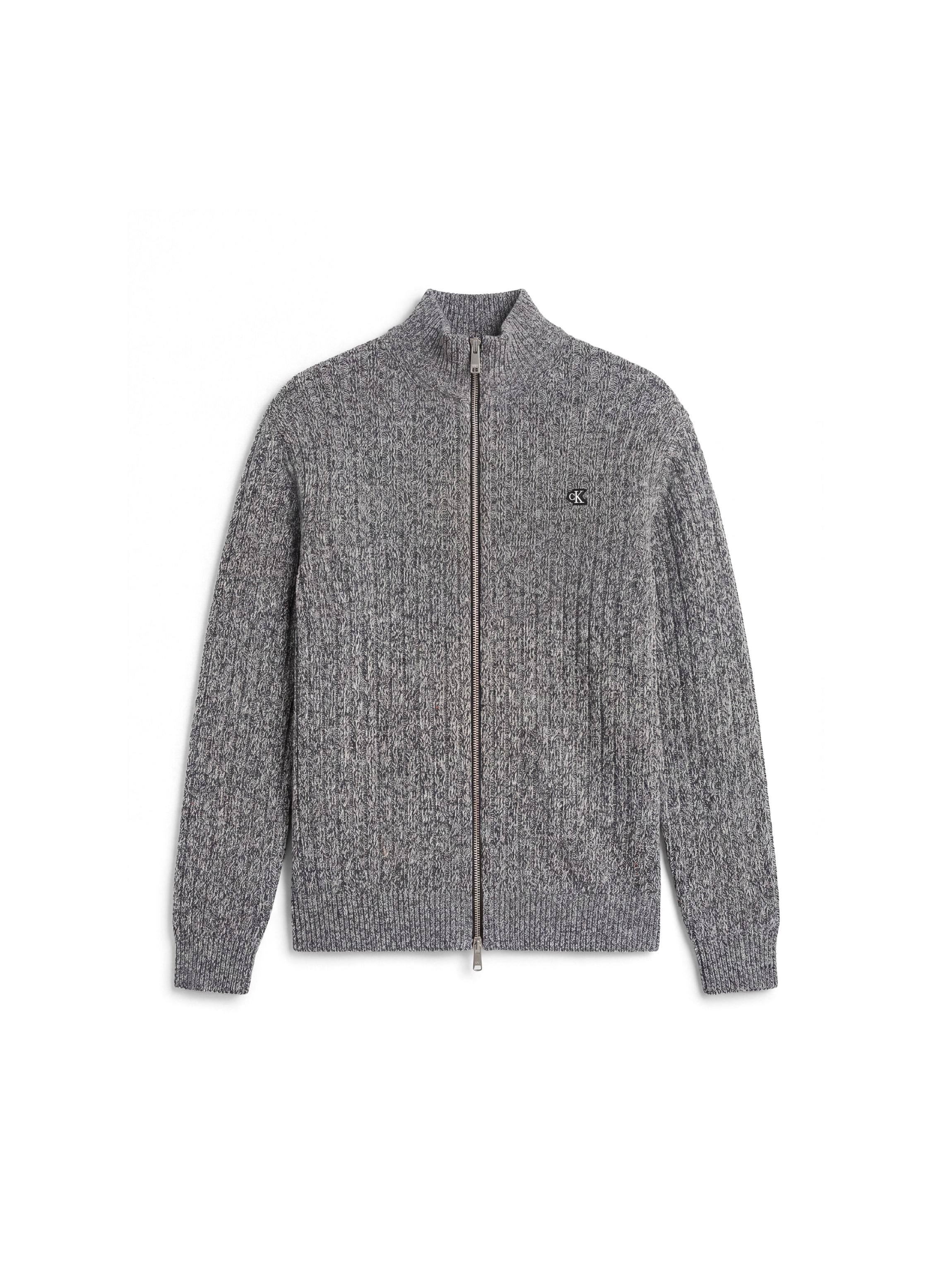 Calvin Klein Rundhalspullover »VERTICAL TEXTURE COTTON« Regular fit mit 2-Wege-Reissverschluss