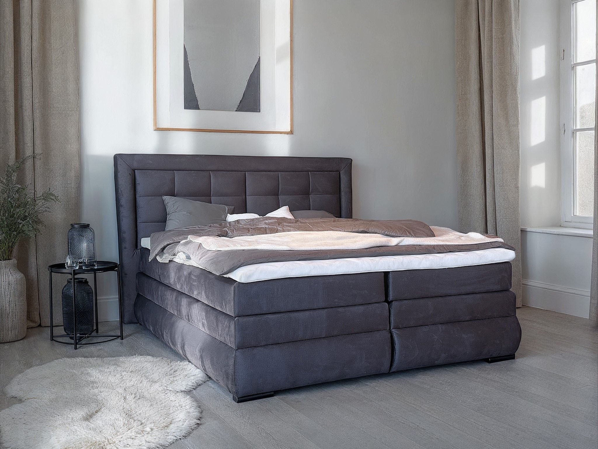 GOODproduct Lit boxspring »MIVVA inkl. Bettkasten & Topper, Komfortliegehöhe: 67cm, Breite: 180cm« in H3, H4 oder Hmix H3/H4, wahlweise mit oder ohne LED-Leuchten