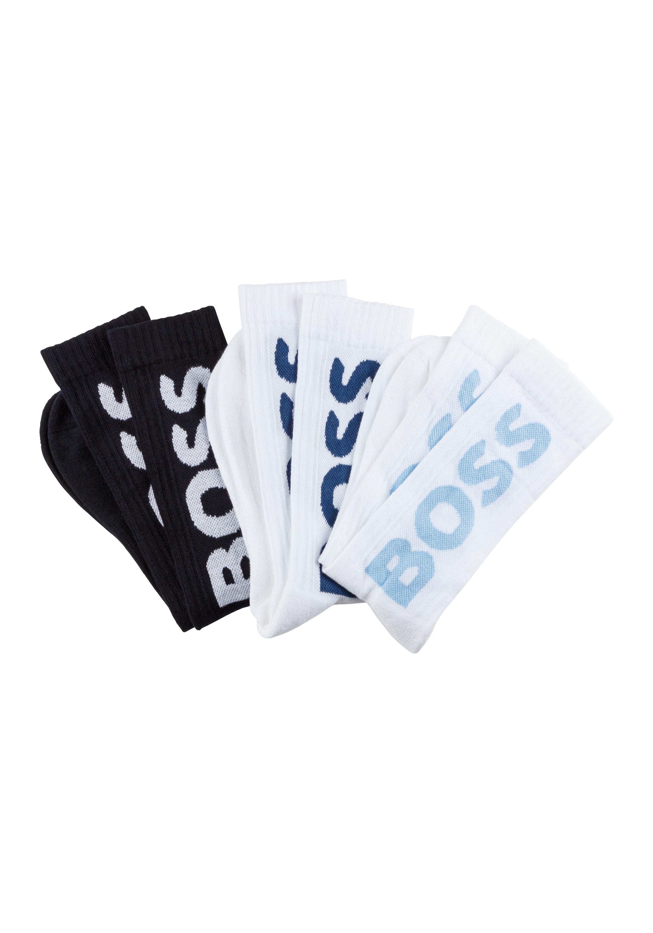 BOSS Socken »3P QS Rib Logo CC« mit Logo