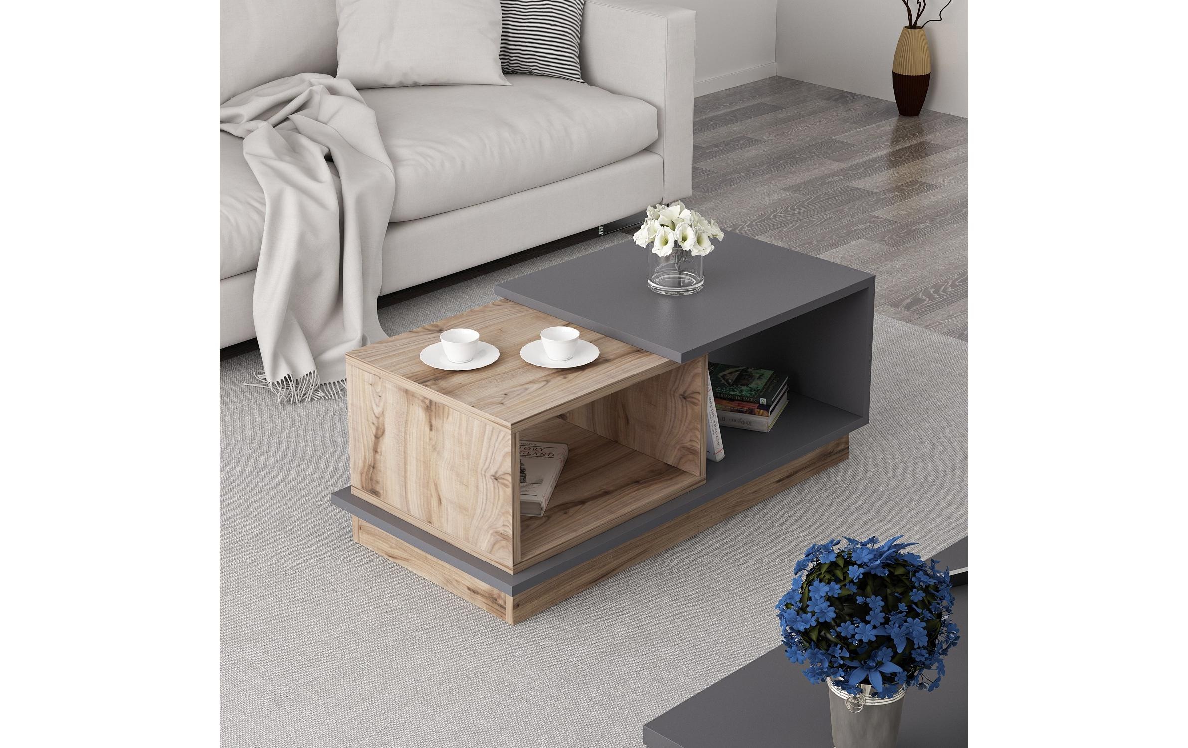 WOODY FASHION Beistelltisch »Consept 90 x 36 x 45 cm, Anthrazit/Braun«