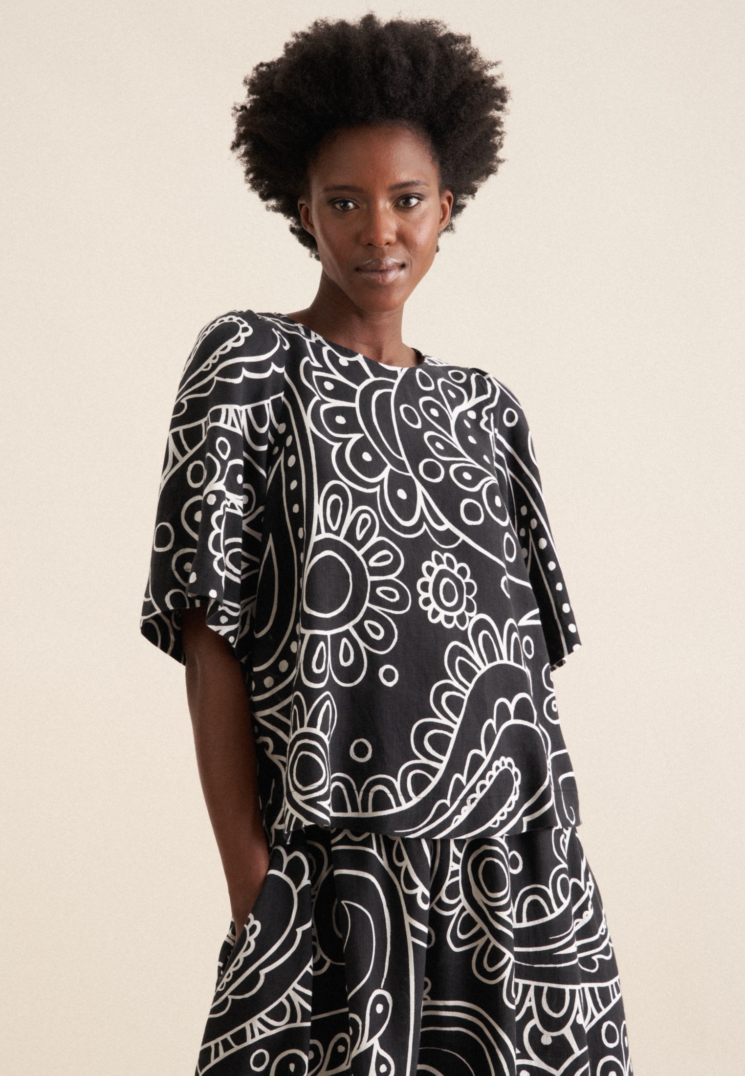 seidensticker Shirtbluse »Schwarze Rose« 1/2 Rundhals Paisley