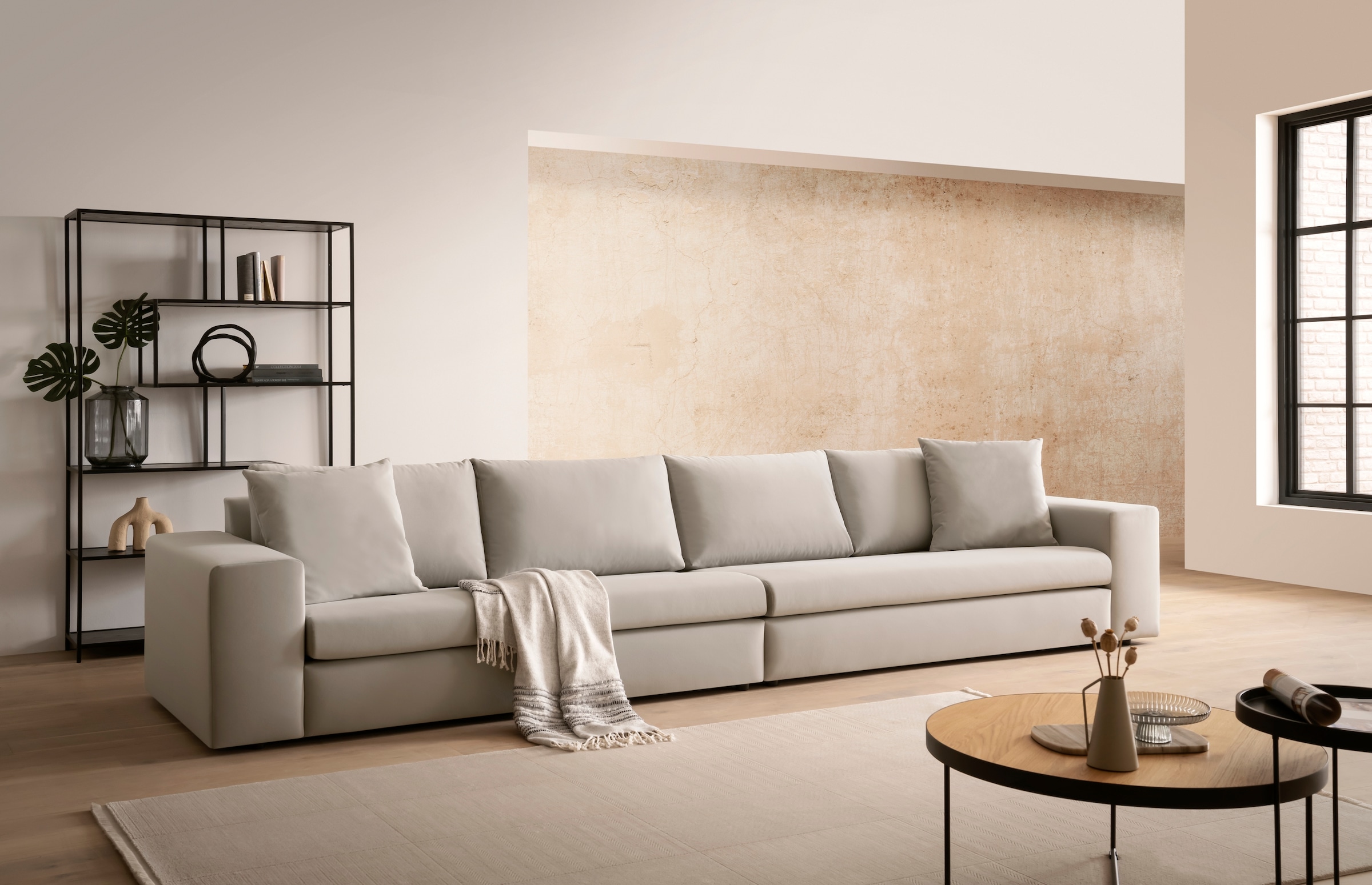 Home affaire 4-Sitzer »SLEETLAND XXL in Samtvelours oder Vintage-Leder-Optik« besonders gross und bequem