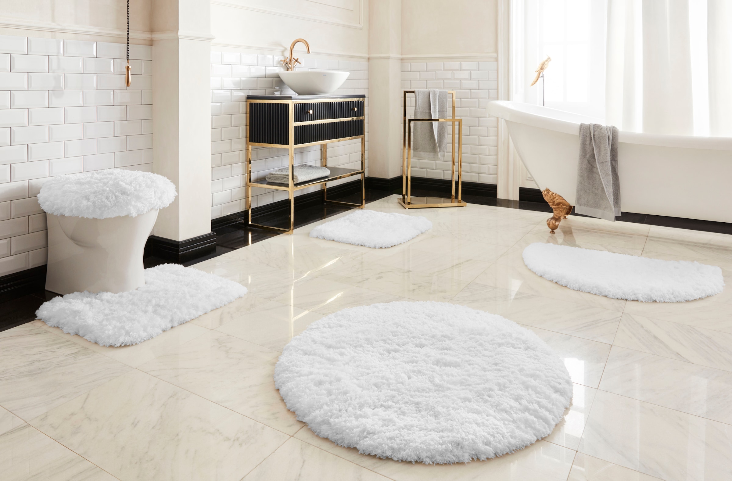 my home Badematte »Micro exclusiv, Badvorleger, Badezimmer Teppich« Höhe 55 mm rutschhemmend beschichtet fussbodenheizungsgeeignet | schnell trocknend | strapazierfähig Badteppich, Badematten auch als 3 teiliges Set & rund erhältlich