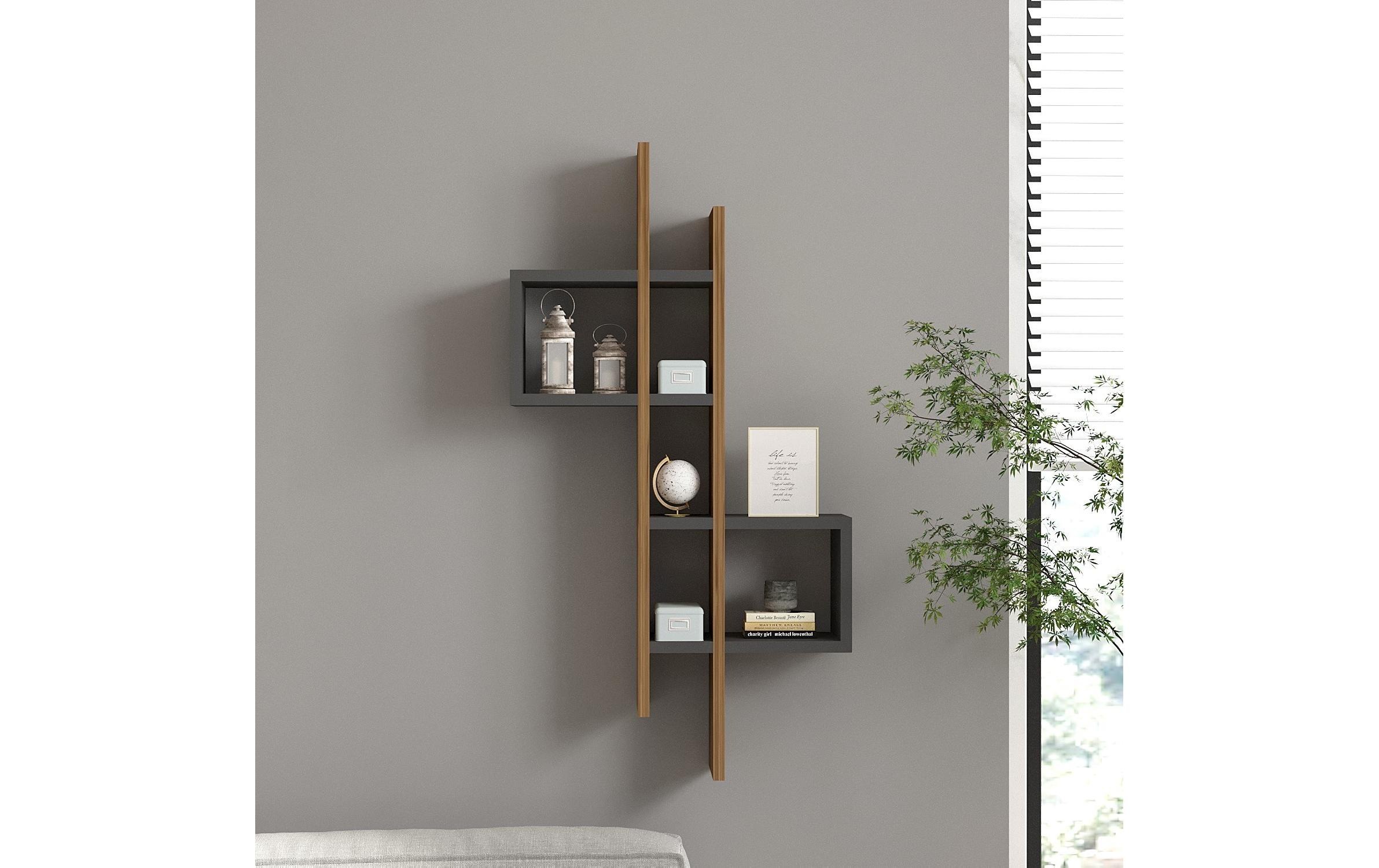 WOODY FASHION Étagère »Emse 53,8 x 108 x 19,6 cm, Anthrazit/Nature«