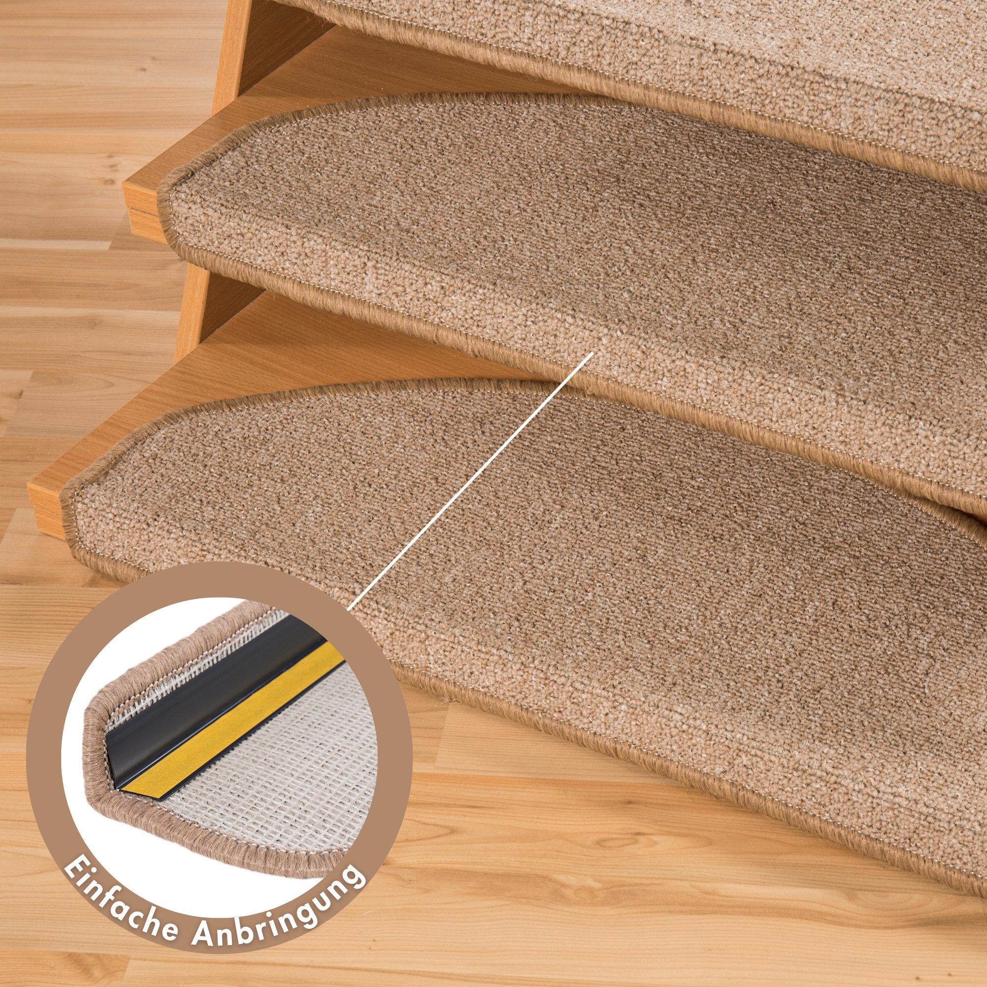 Andiamo Tapis de marche »Bob, Made in Poland« Semicirculaire 4,5 mm Höhe melierte Schlinge, selbstklebend, Set mit 2 Stück oder 15 Stück