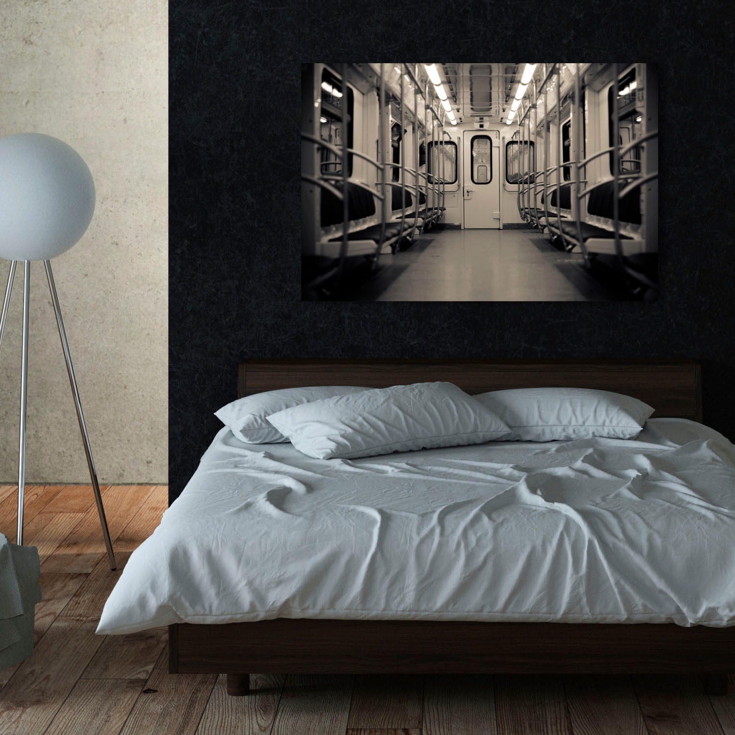 queence Tableau en verre acrylique »Zug von innen« Fine Art-Print in Galeriequalität