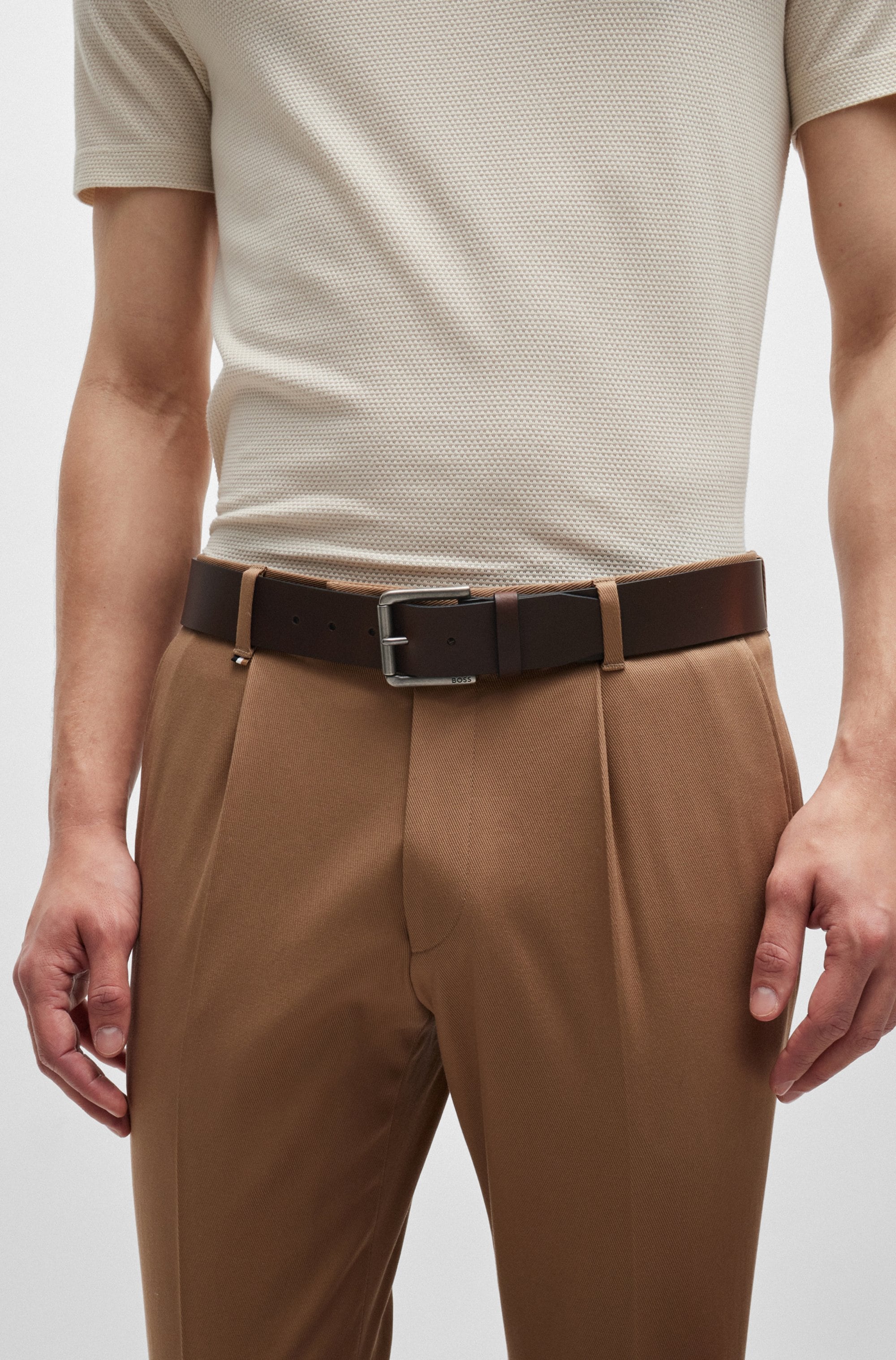 BOSS Ledergürtel »Joris Sz40« mit Logo auf der Dornschliesse