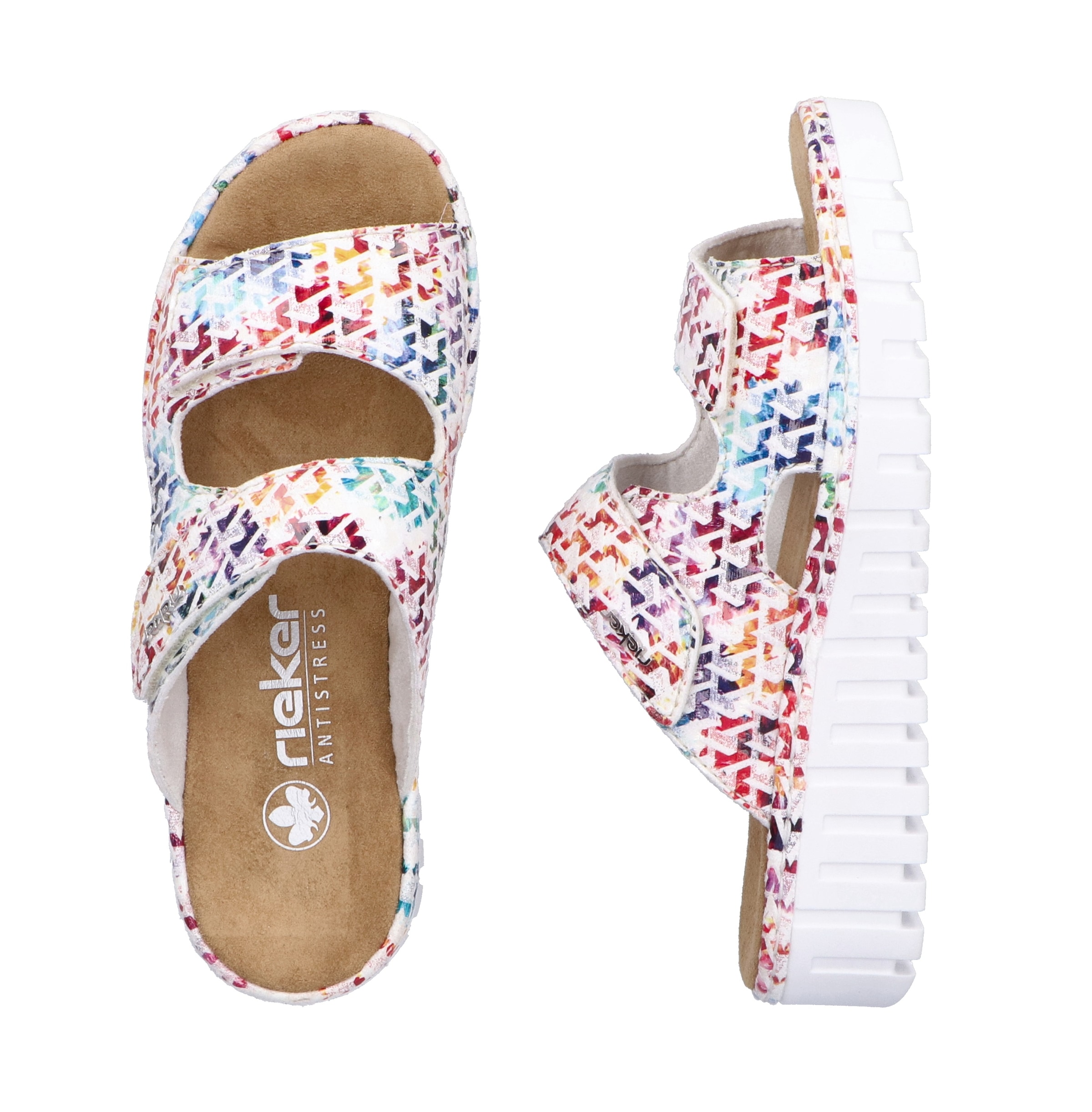 Rieker Pantolette  Sommerschuh, Schlappen, Hausschuh mit modischer Plateausohle