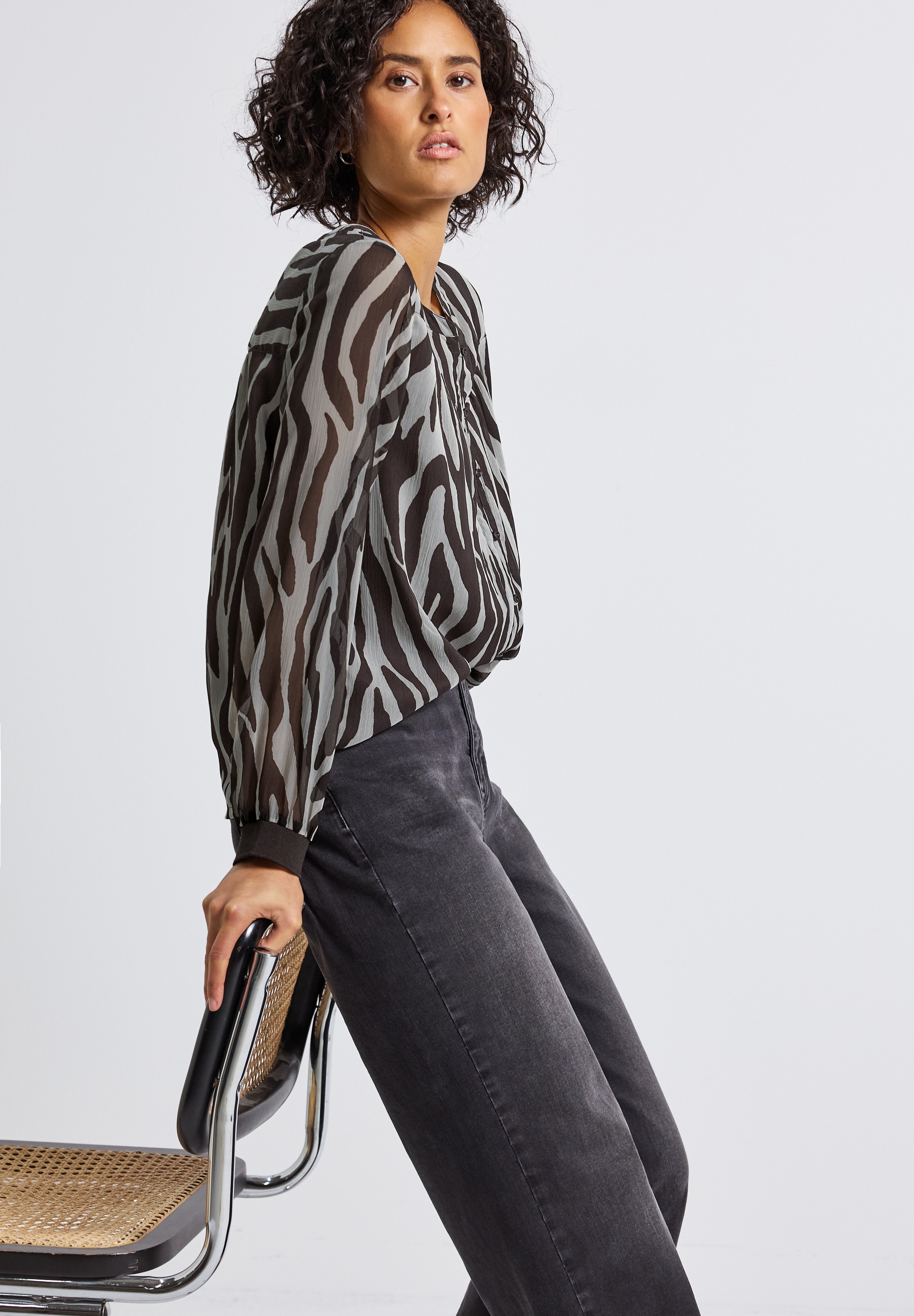 STREET ONE Blouse en mousseline , mit Zebra-Print
