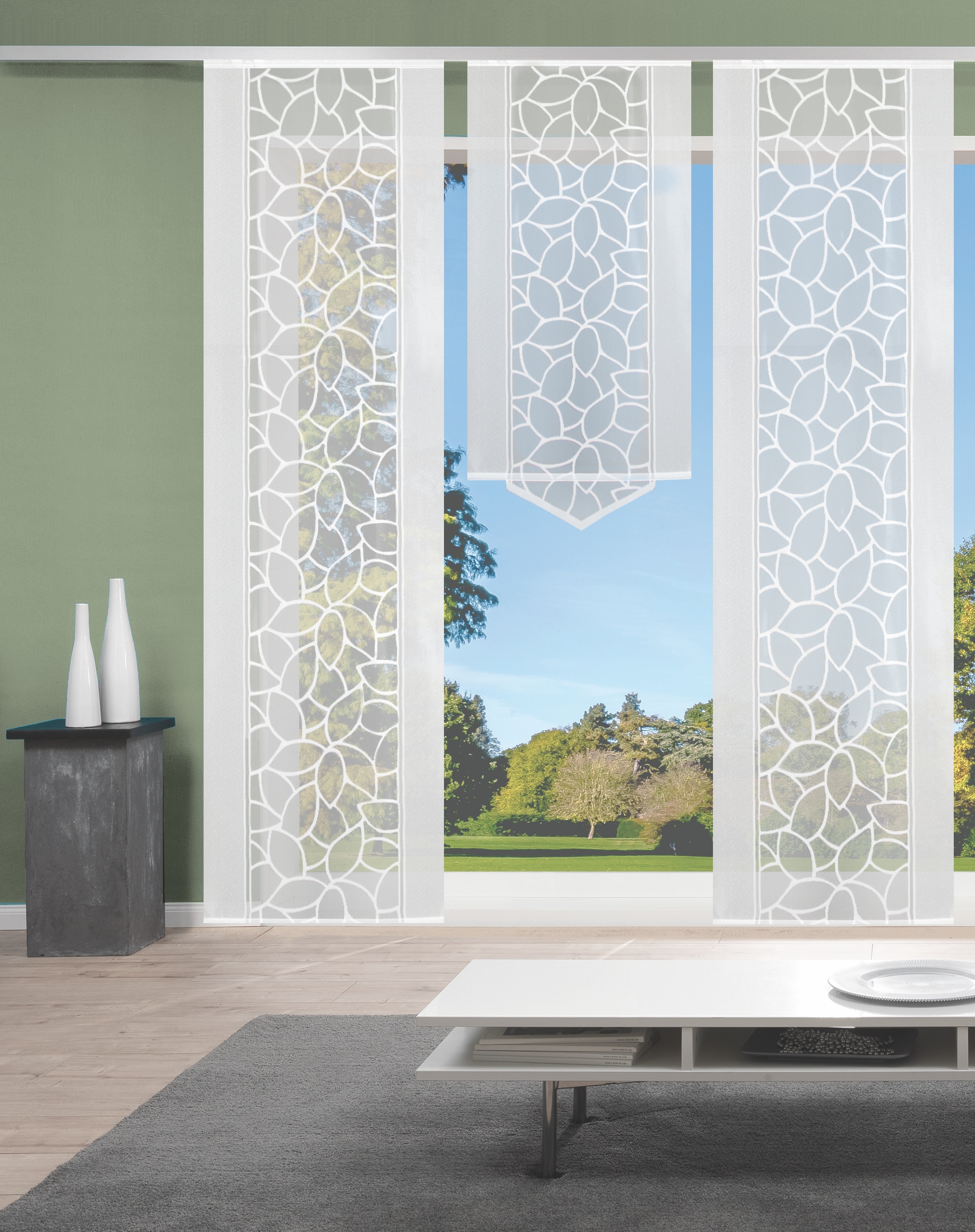 HOME WOHNIDEEN Rideau coulissant »JENNA« Velcro 3 cuis tlg. Schiebevorhang Jacquard Set