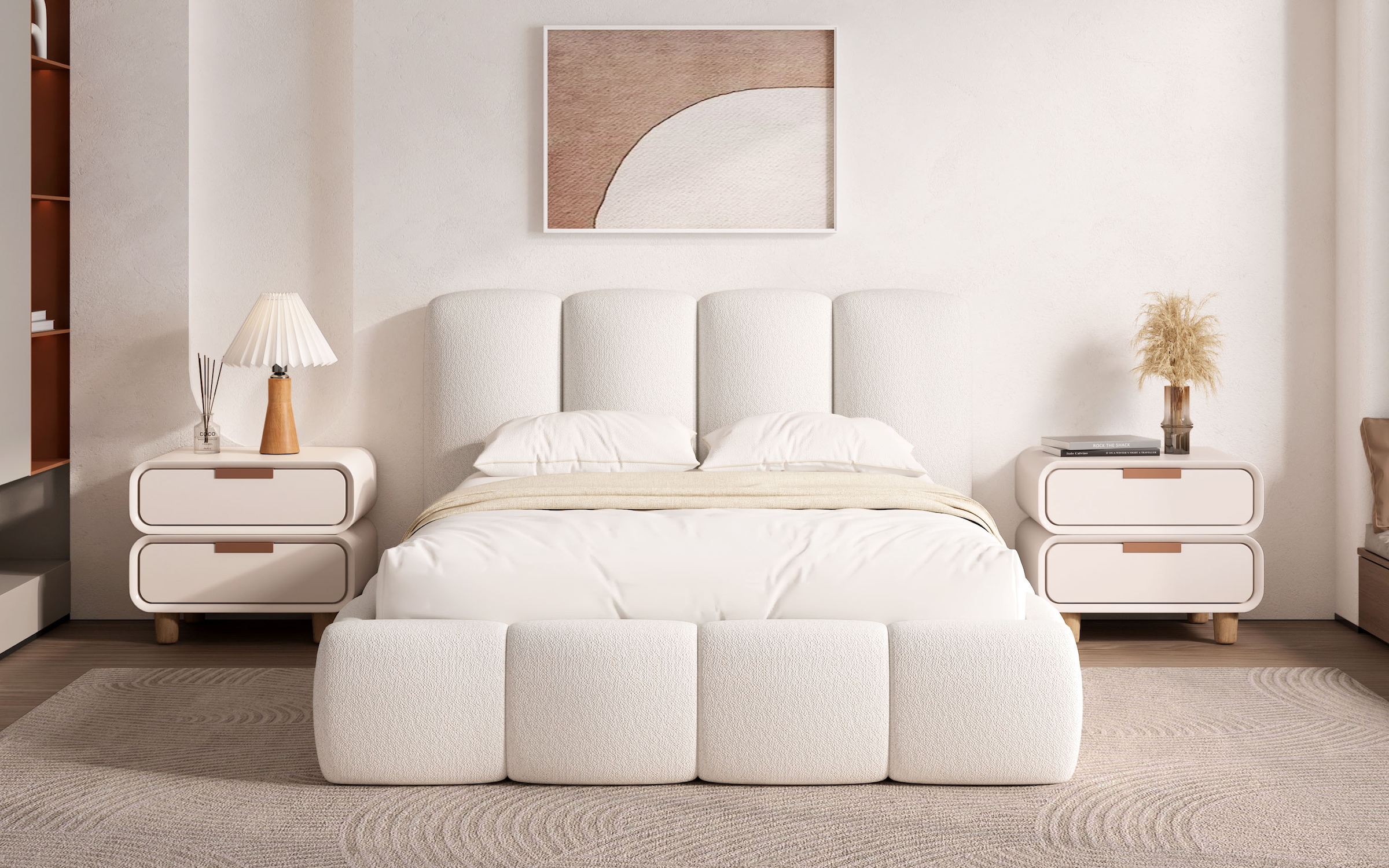 GOODproduct Lit rembourré »MERLINDA, Stauraumbett mit Lattenrost und Bettkasten, Chenille-Bezug« tête de lit et cadre fortement rembourrés, surface de couchage 140x200 / 180x200 cm